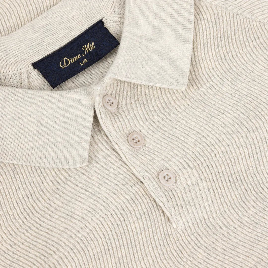 Dime Cable Knit Polo, oatmeal - Tiki Room Skateboards - 3