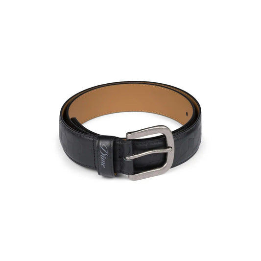 Dime Checkered Leather Belt, black