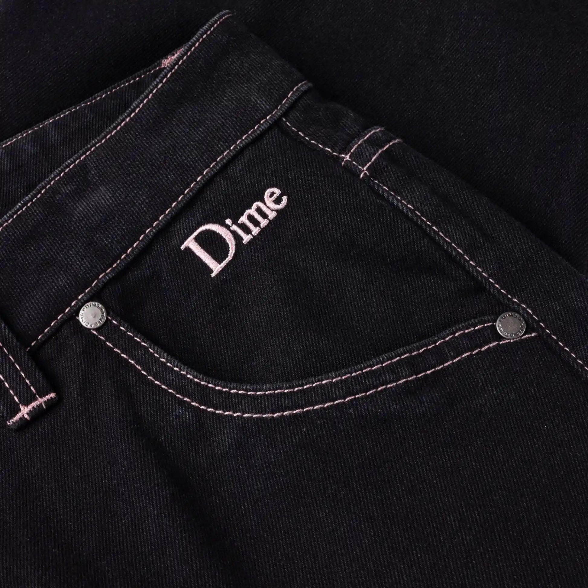 Dime Classic Relaxed Denim Pants, black/contrast stitch - Tiki Room Skateboards - 6