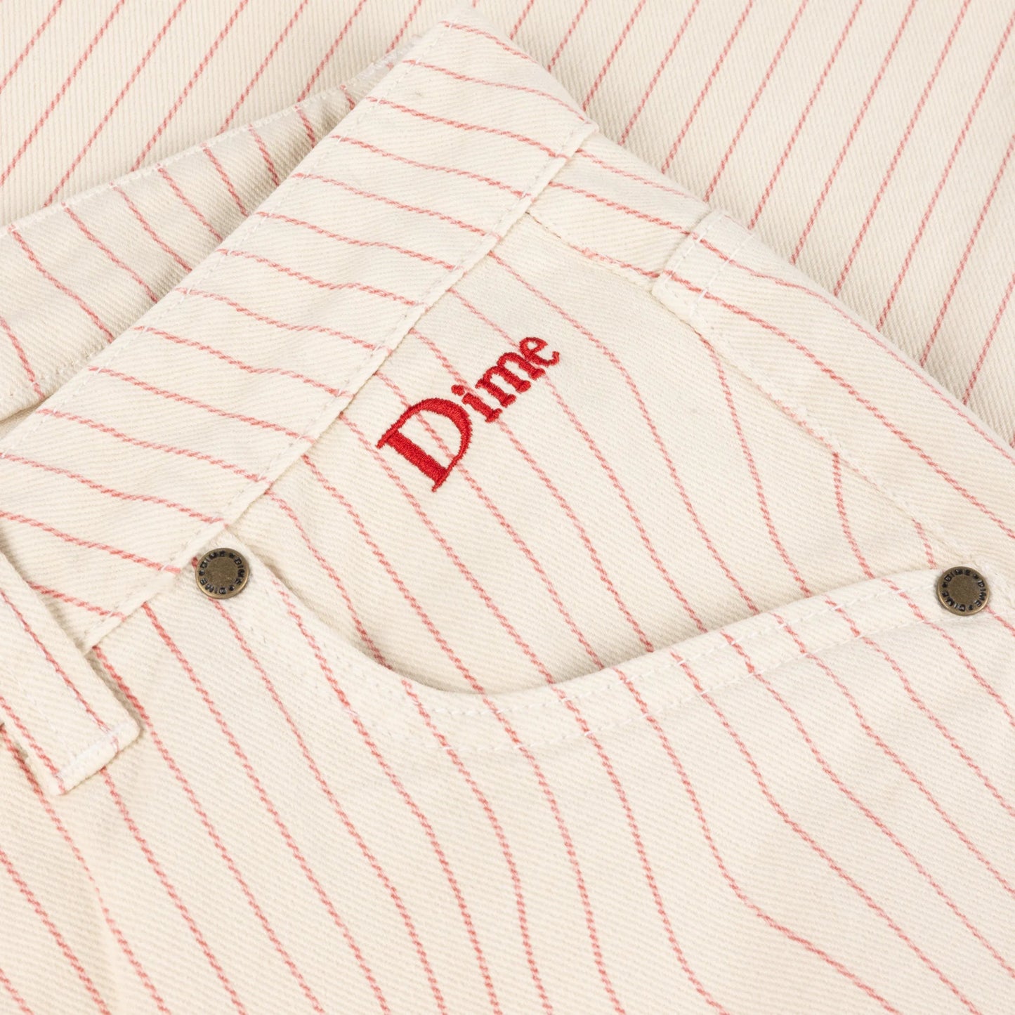 Dime Classic Relaxed Denim Pants, warm white (striped) - Tiki Room Skateboards - 5