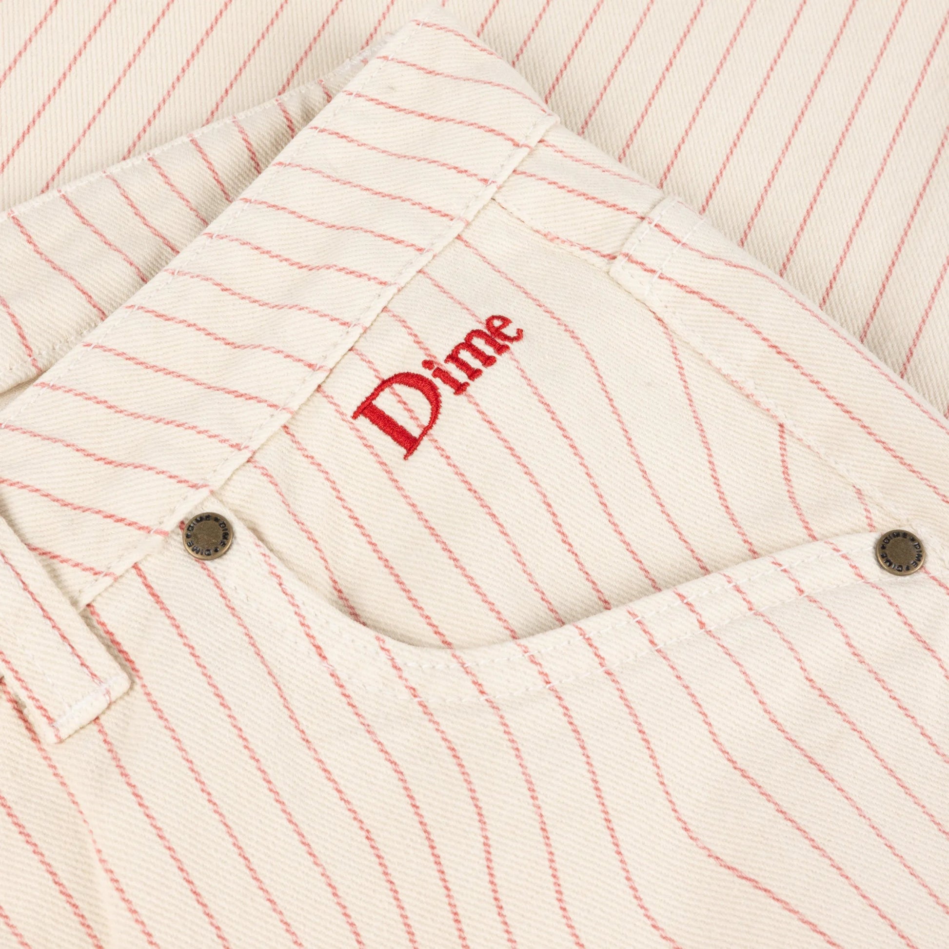 Dime Classic Relaxed Denim Pants, warm white (striped) - Tiki Room Skateboards - 5