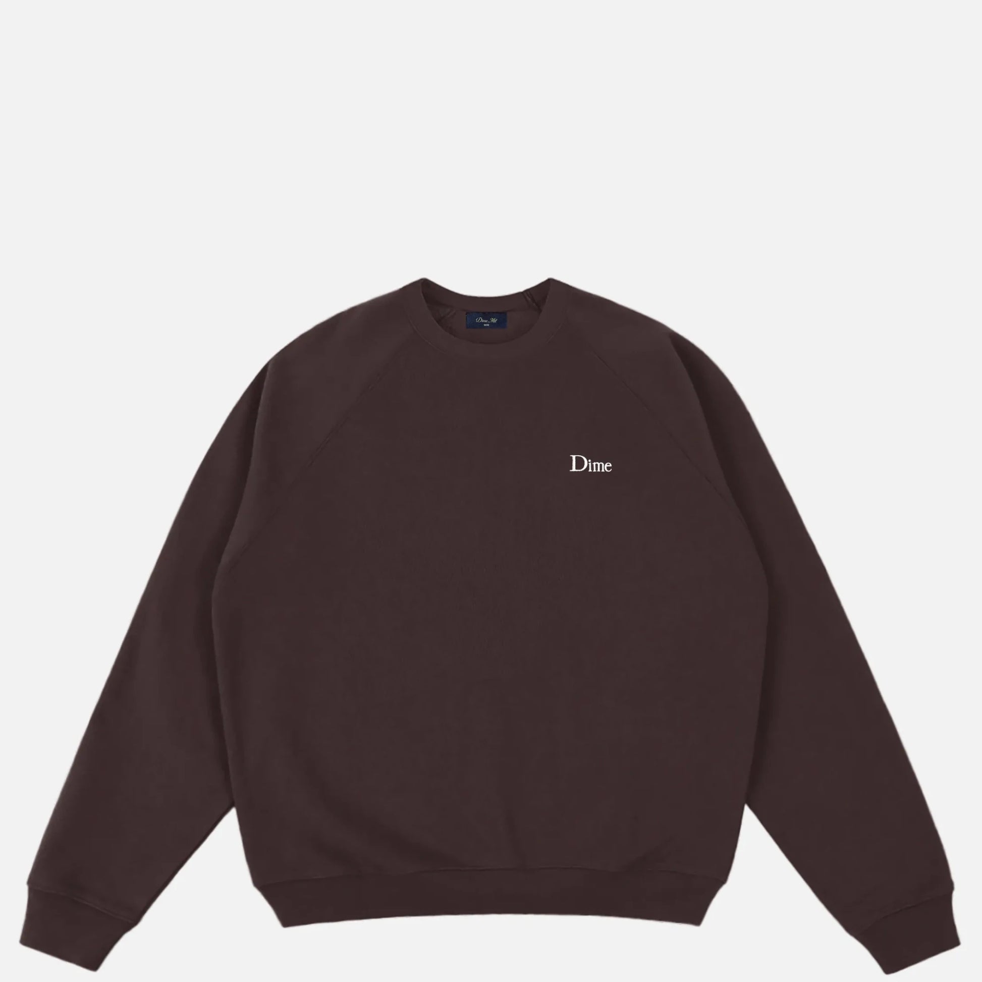 Dime Classic Small Logo Crewneck, dark brown - Tiki Room Skateboards - 1