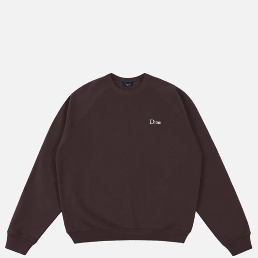 Dime Classic Small Logo Crewneck, dark brown - Tiki Room Skateboards - 1