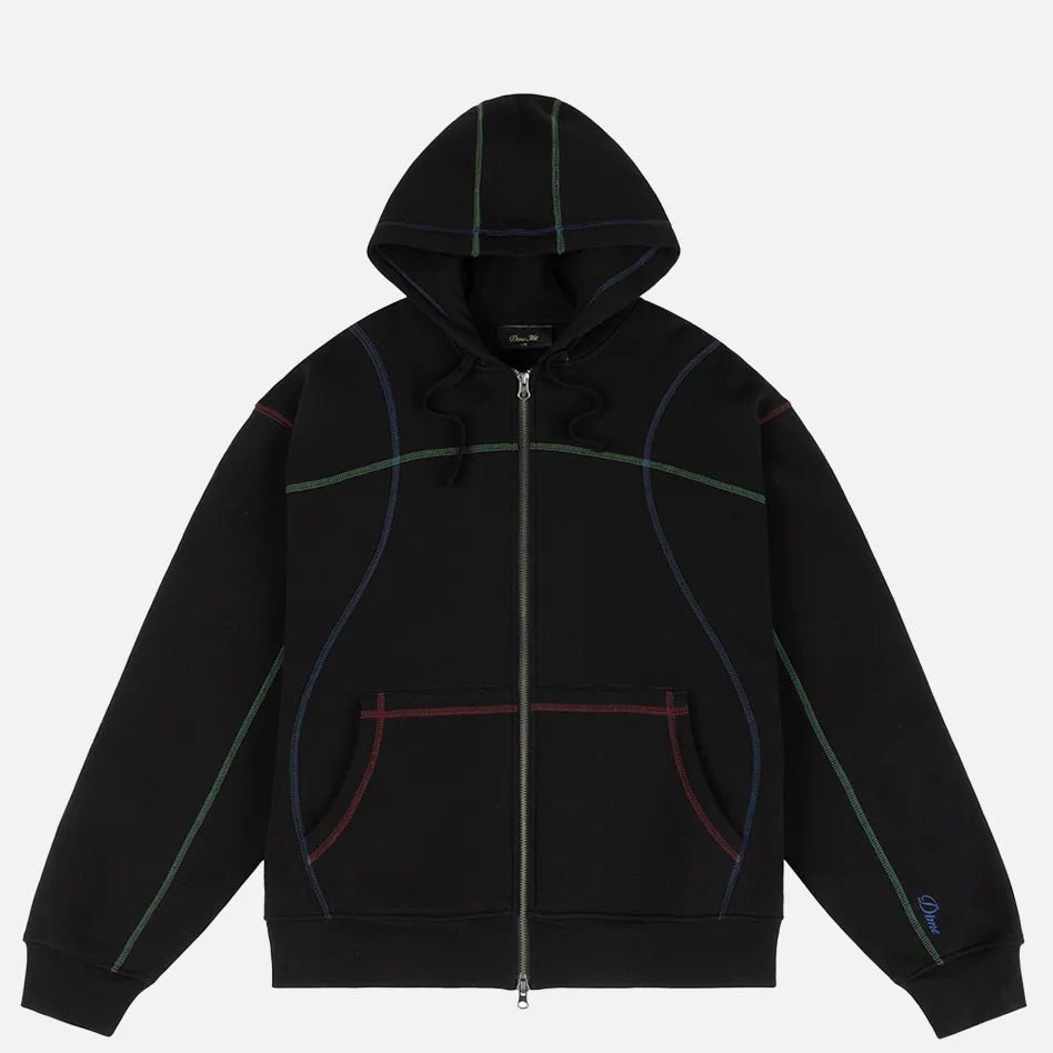 Dime Court Zip Hoodie, black multi - Tiki Room Skateboards - 1