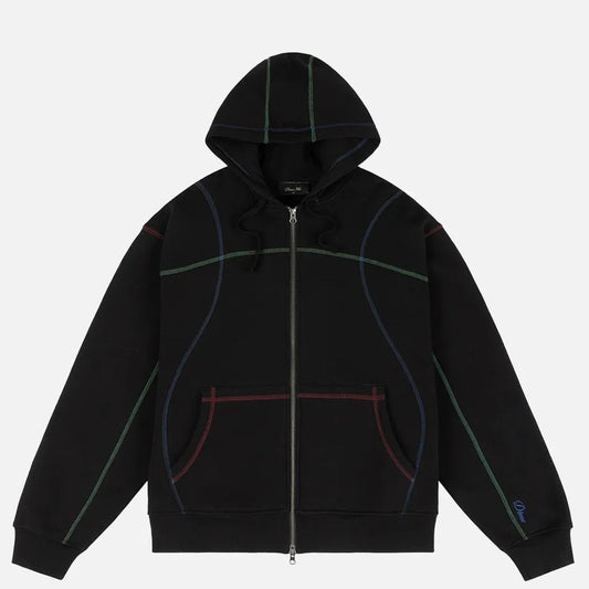 Dime Court Zip Hoodie, black multi - Tiki Room Skateboards - 1