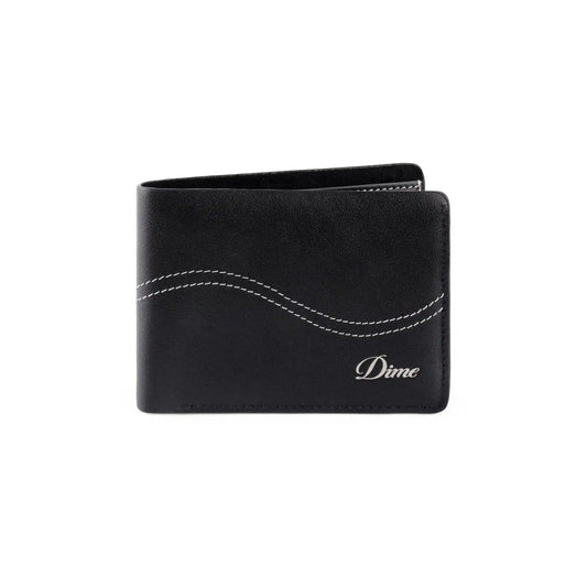 Dime Cursive Bifold Wallet, black leather - Tiki Room Skateboards - 1