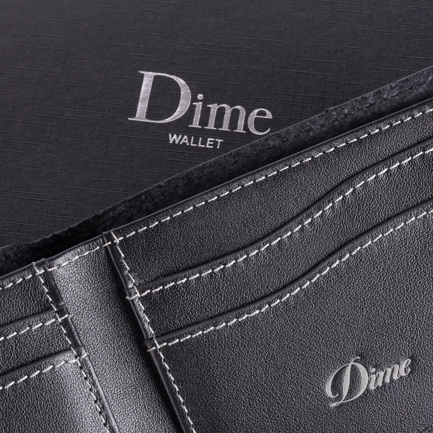 Dime Cursive Bifold Wallet, black leather - Tiki Room Skateboards - 2