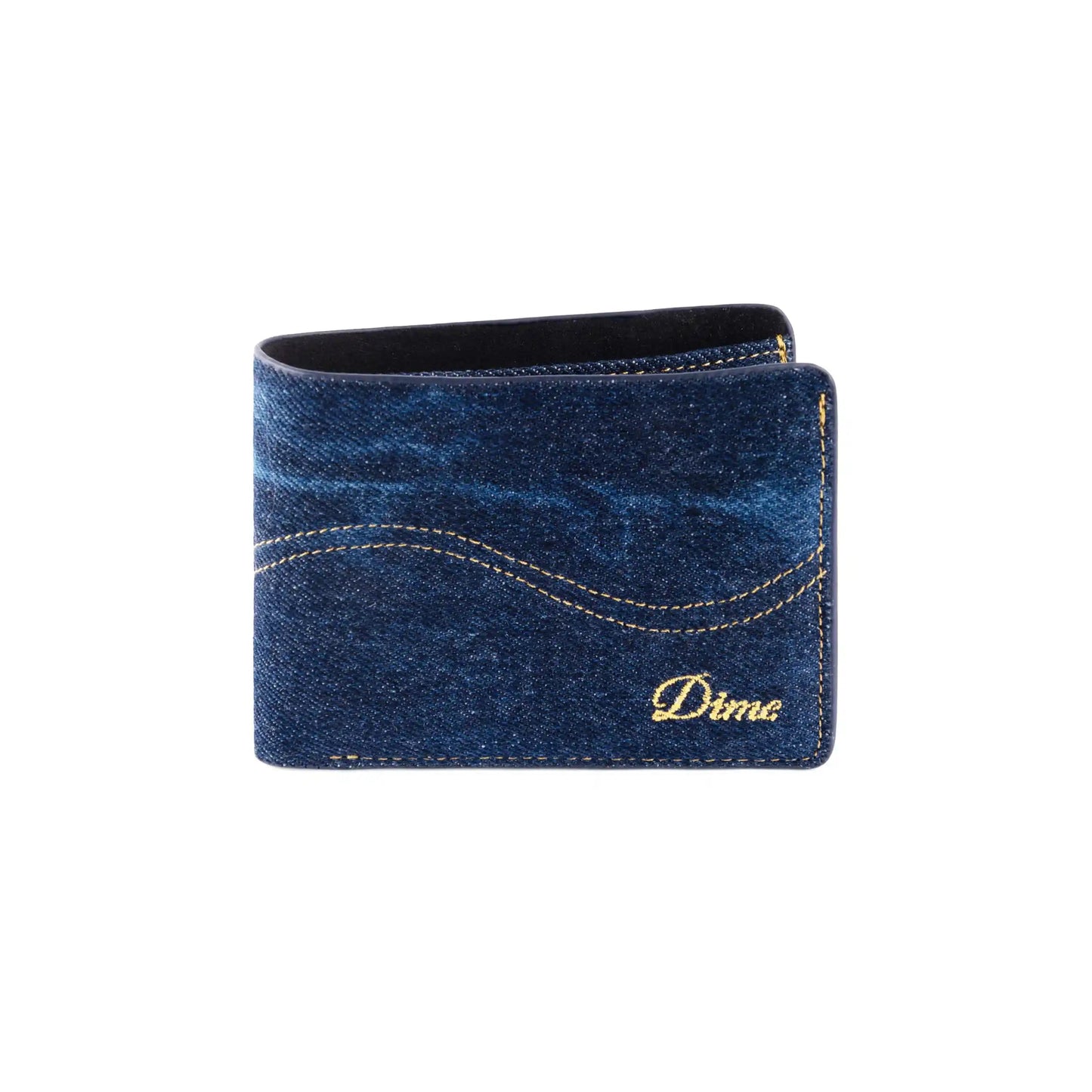 Dime Cursive Bifold Wallet, indigo denim - Tiki Room Skateboards - 1