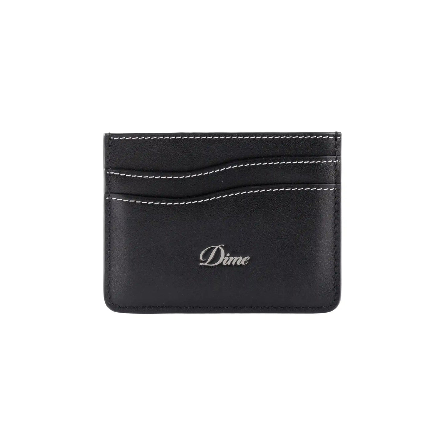 Dime Cursive Cardholder, black leather - Tiki Room Skateboards - 1