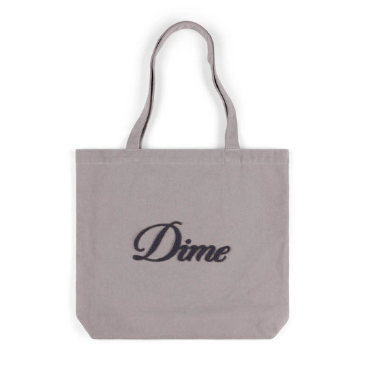 Dime Cursive Chenille Tote Bag, concrete - Tiki Room Skateboards - 1