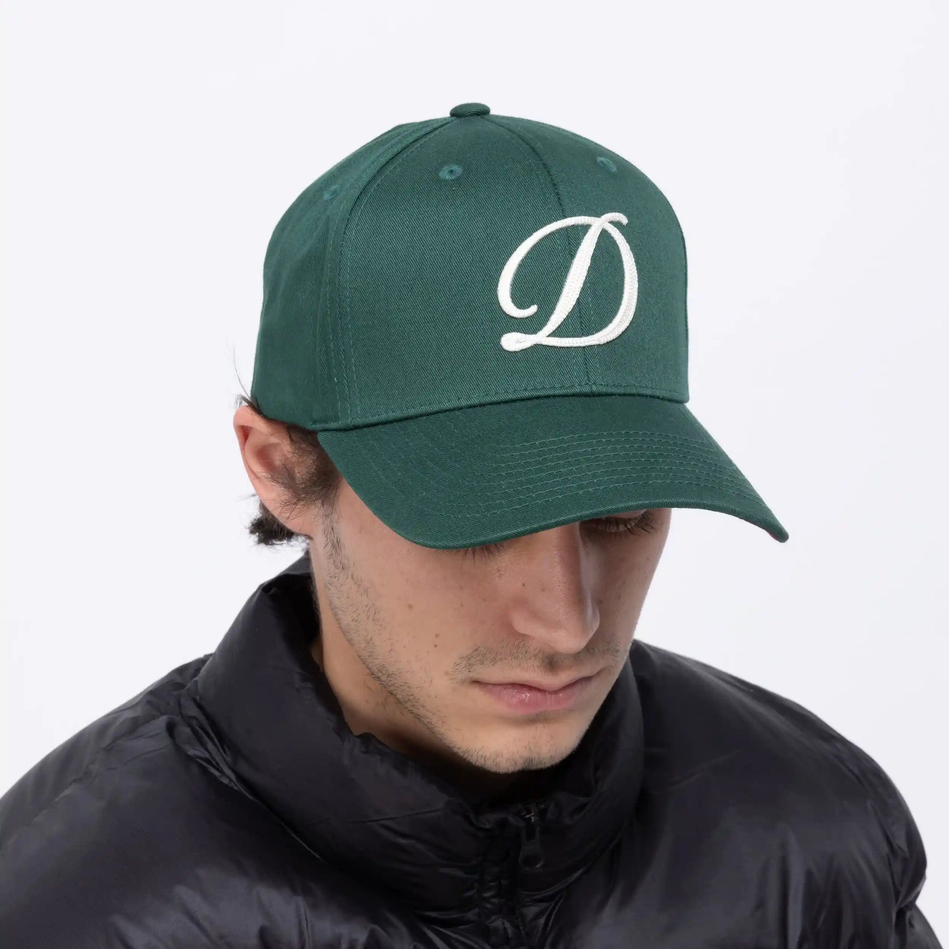 Dime Cursive D Full Fit Cap, forest green - Tiki Room Skateboards - 2