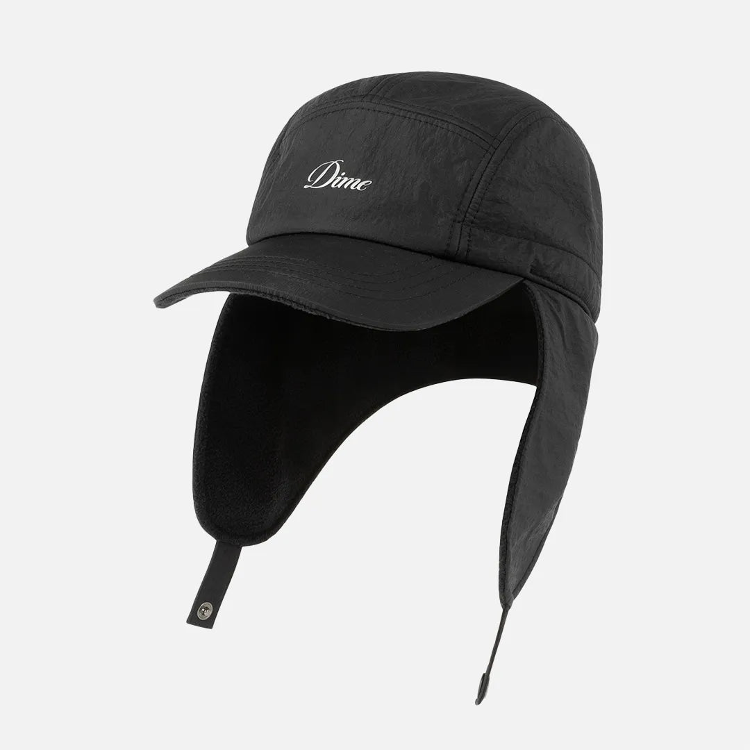 Dime Cursive Earflap Cap, black - Tiki Room Skateboards - 1