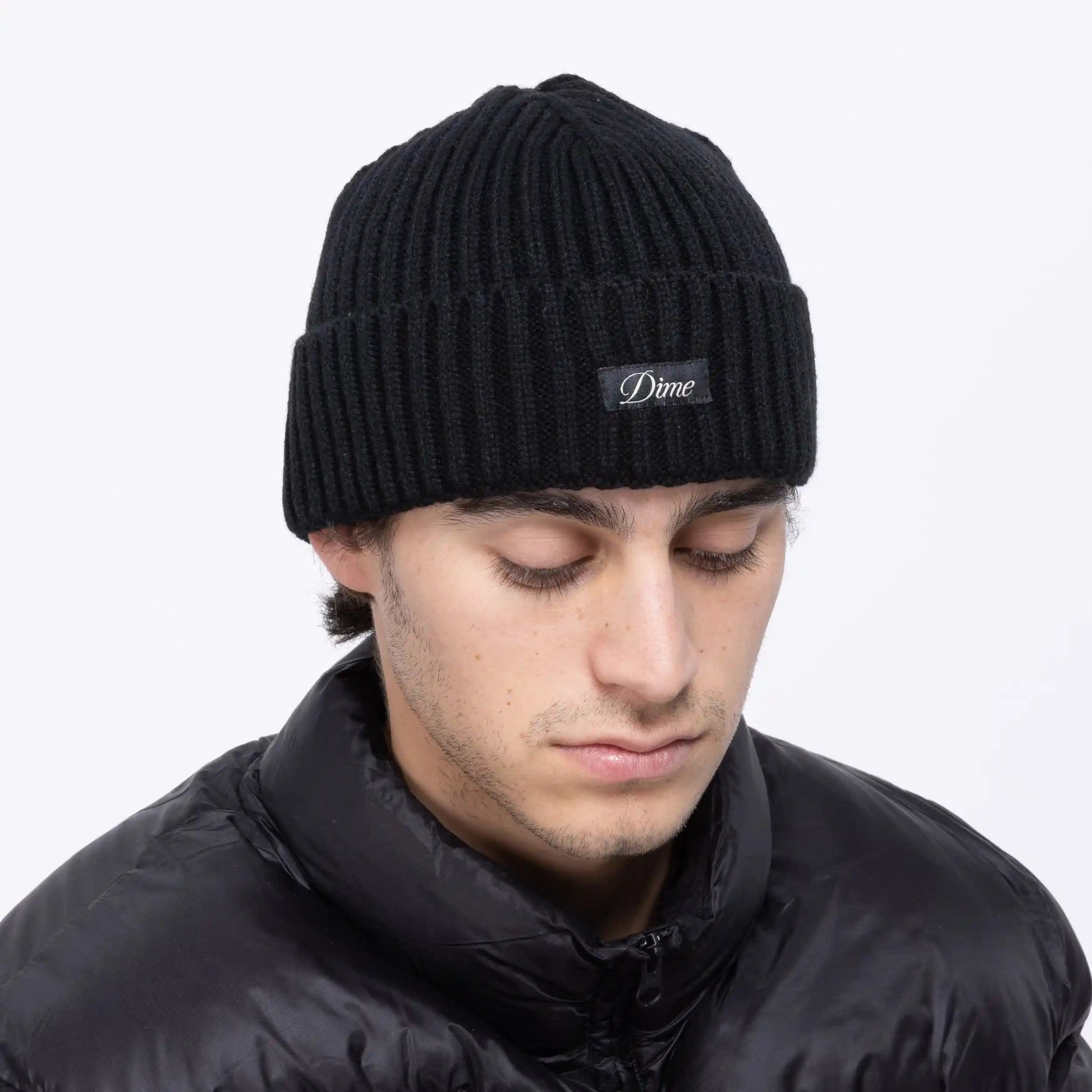 Dime Cursive Fold Beanie, black - Tiki Room Skateboards - 2