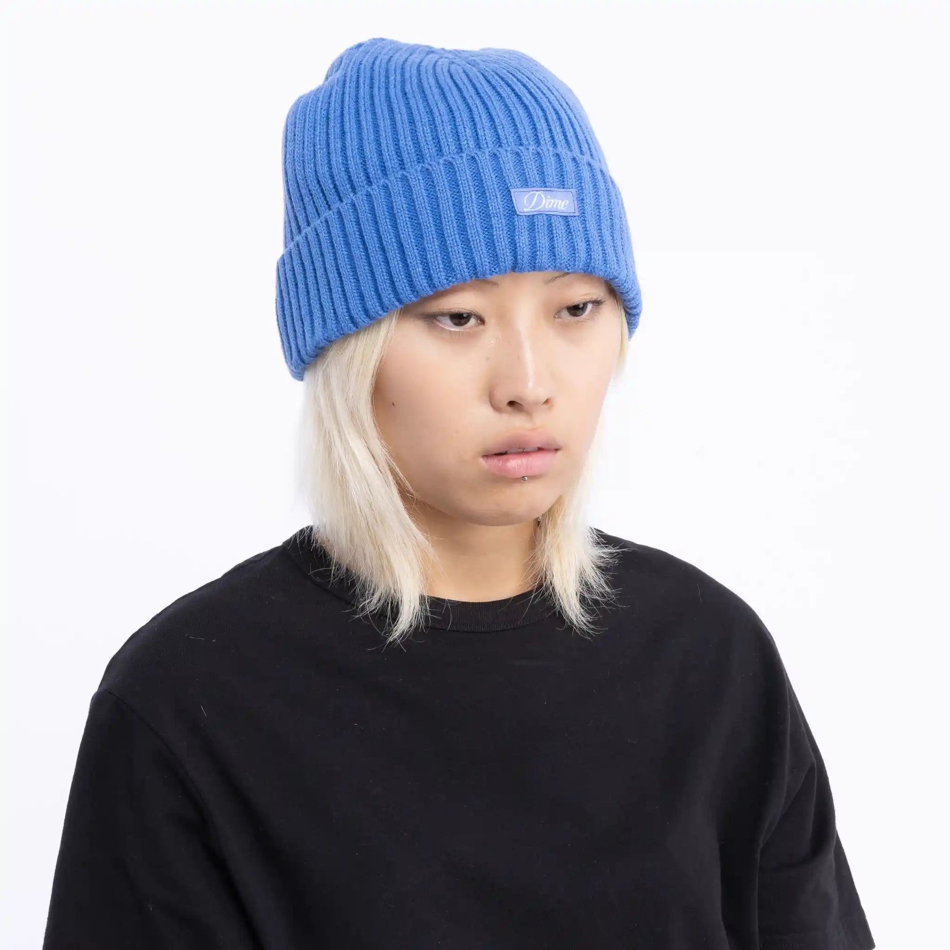 Dime Cursive Fold Beanie, sky blue - Tiki Room Skateboards - 2