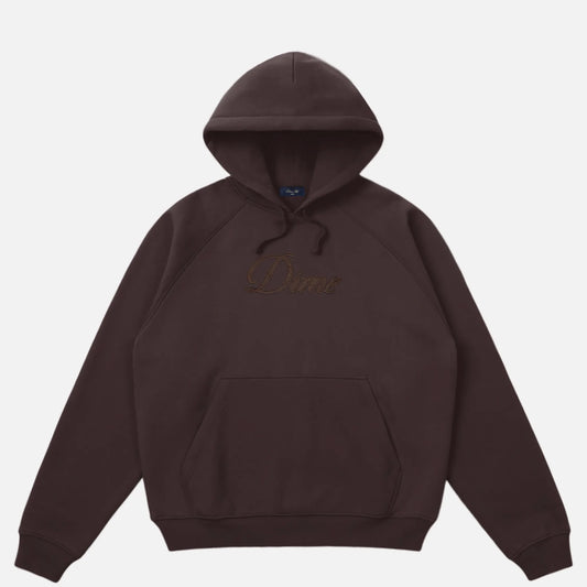 Dime Cursive Hoodie, dark brown - Tiki Room Skateboards - 1