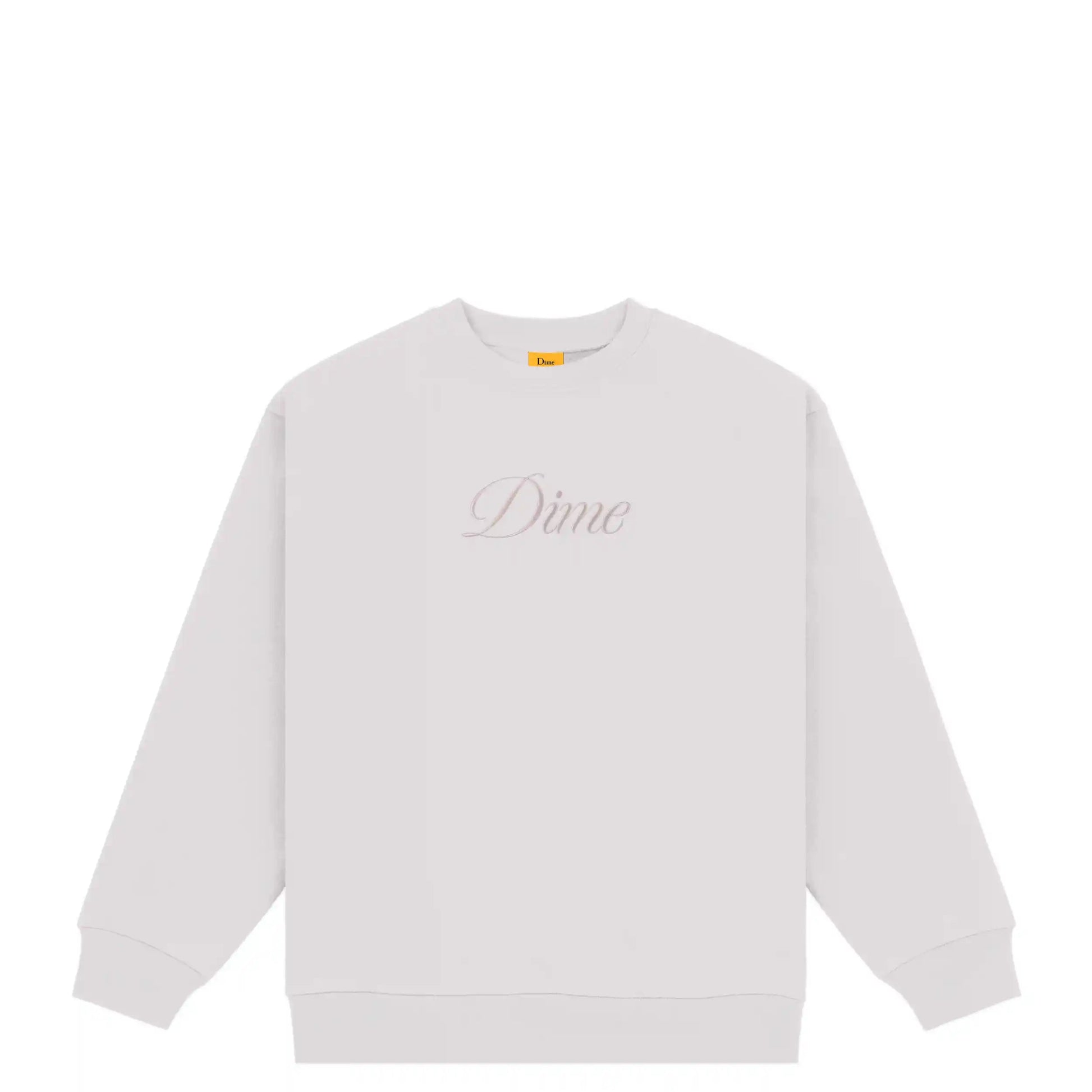 Dime Cursive Logo Crewneck, cement - Tiki Room Skateboards - 1