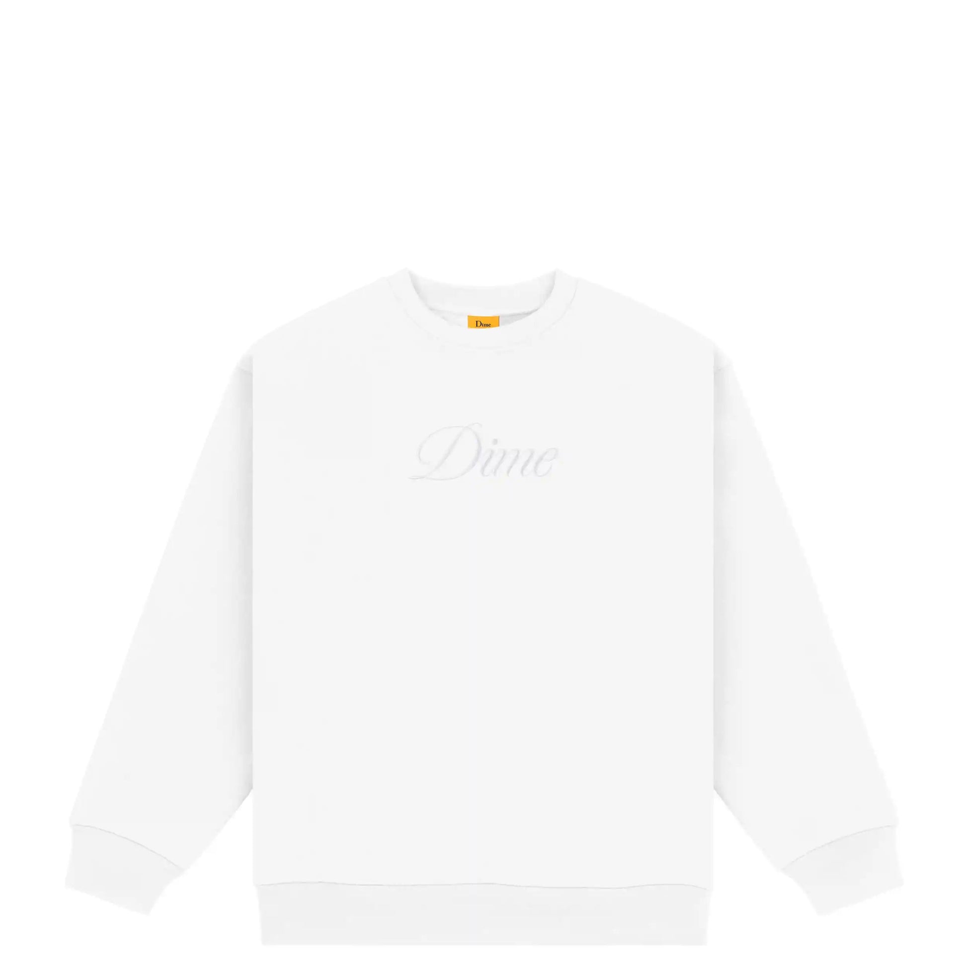 Dime Cursive Logo Crewneck, white - Tiki Room Skateboards - 1