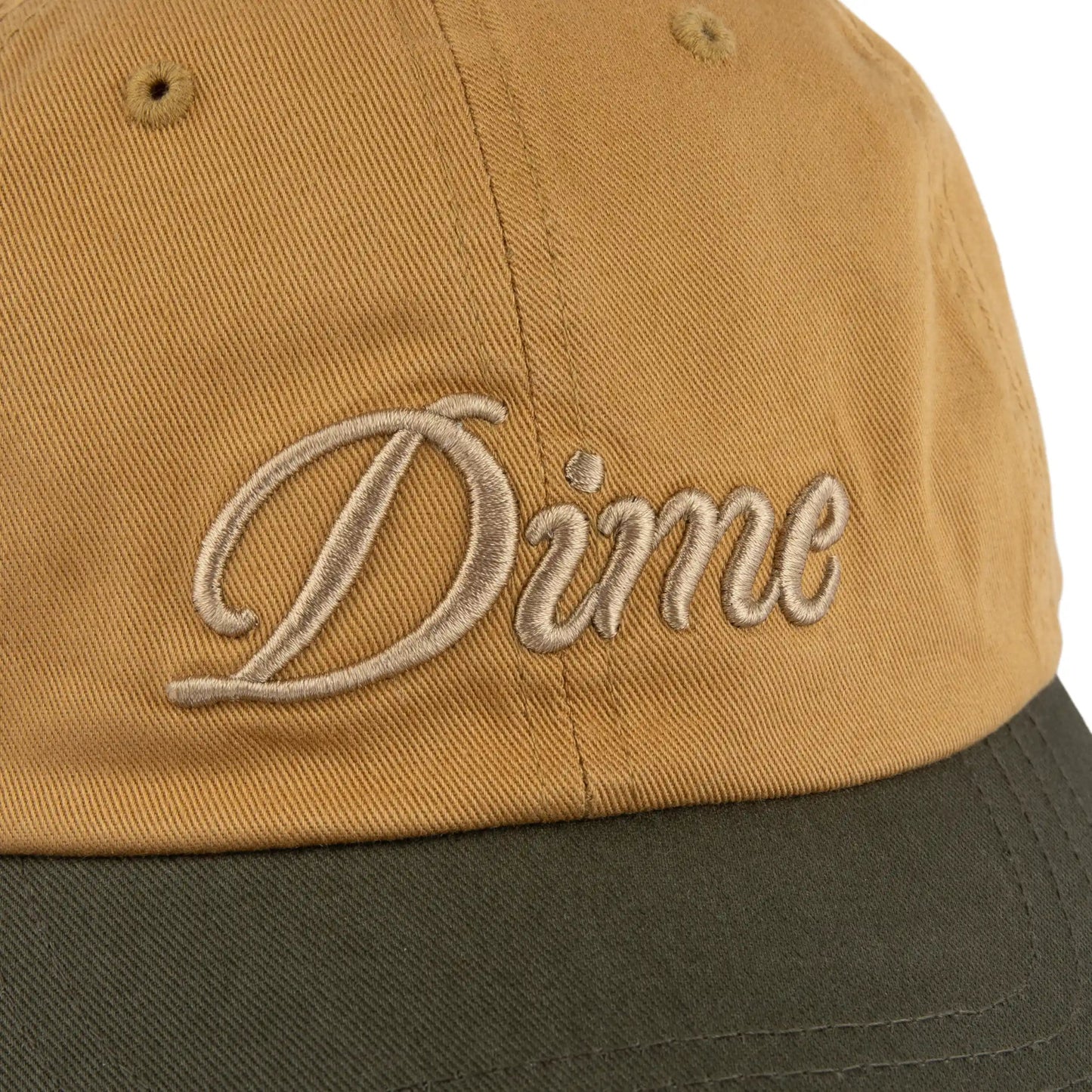 Dime Cursive Low Pro Cap, wheat/green - Tiki Room Skateboards - 4