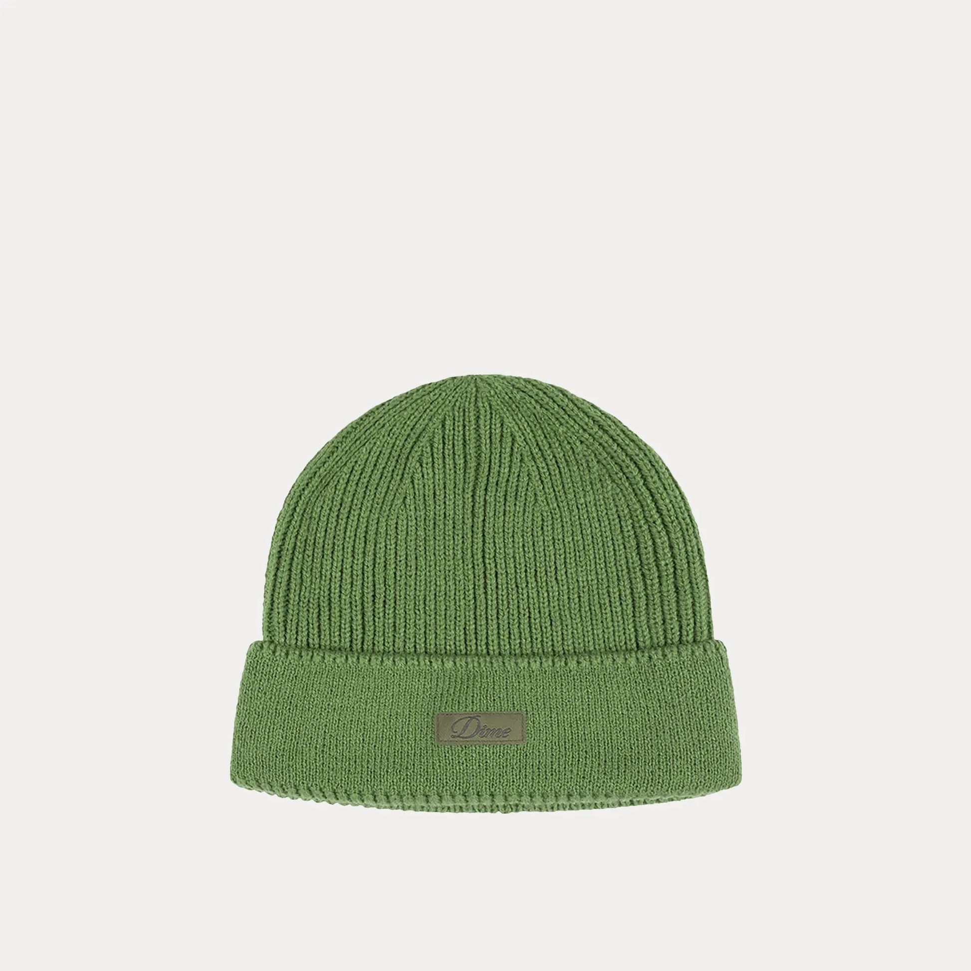Dime Cursive Rib Beanie, khaki green - Tiki Room Skateboards - 1