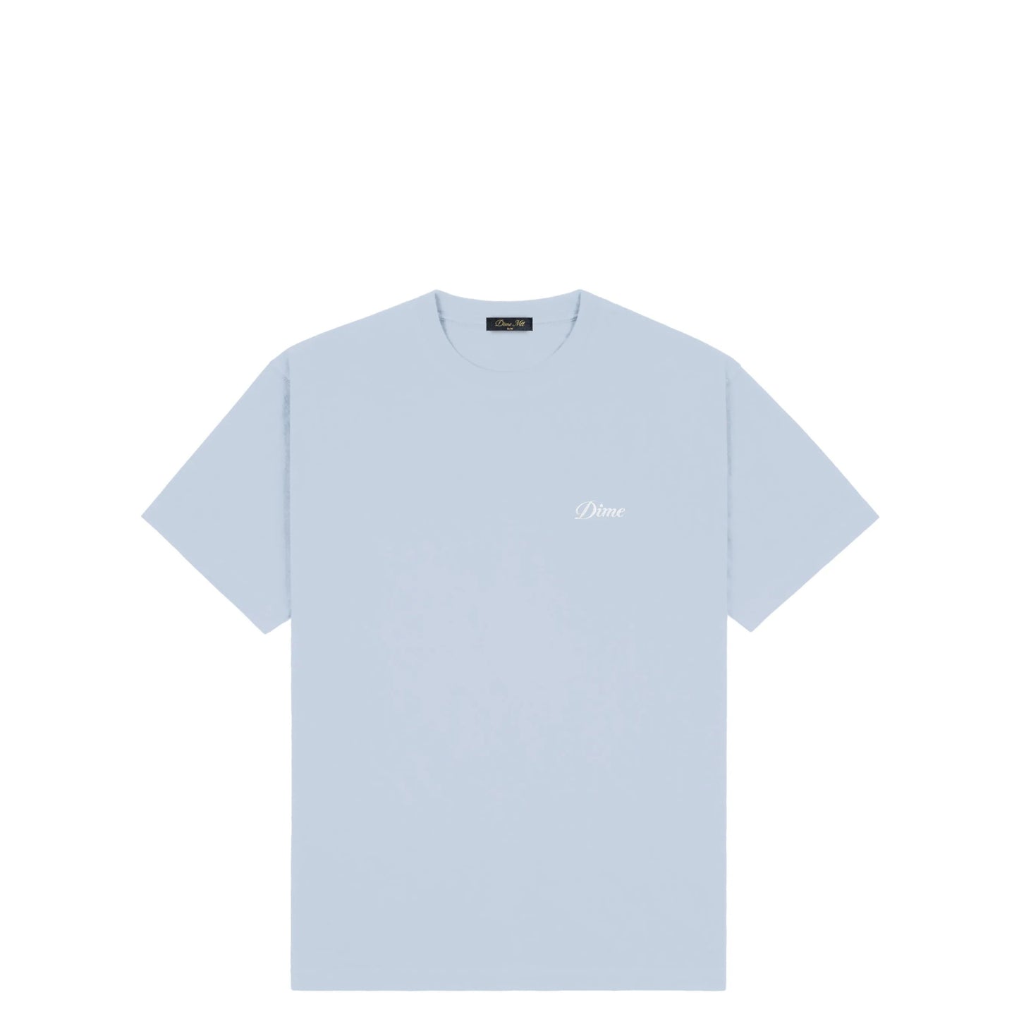 Dime Cursive Small Logo T-Shirt, blue fog - Tiki Room Skateboards - 1