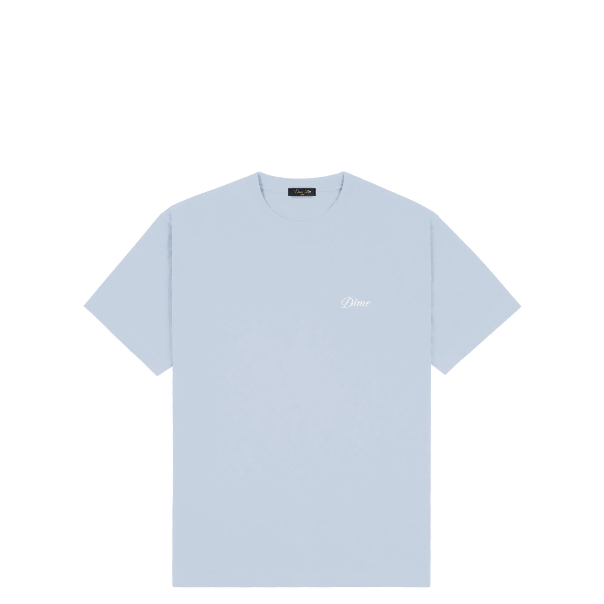 Dime Cursive Small Logo T-Shirt, blue fog - Tiki Room Skateboards - 1