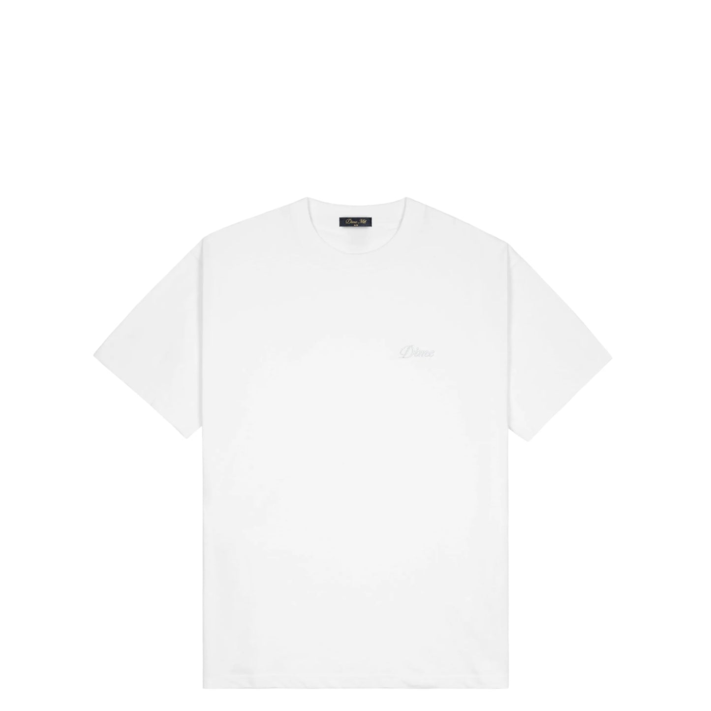 Dime Cursive Small Logo T-Shirt, white - Tiki Room Skateboards - 1