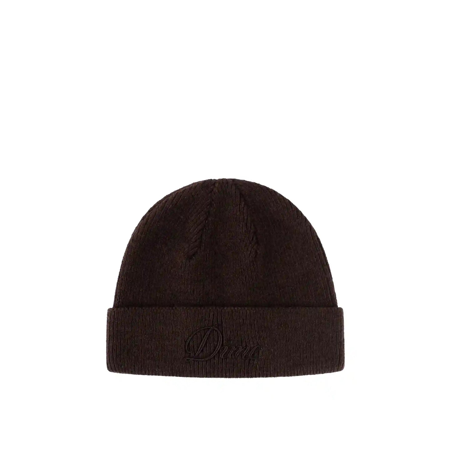 Dime Cursive Wool Fold Beanie, dark brown - Tiki Room Skateboards - 1