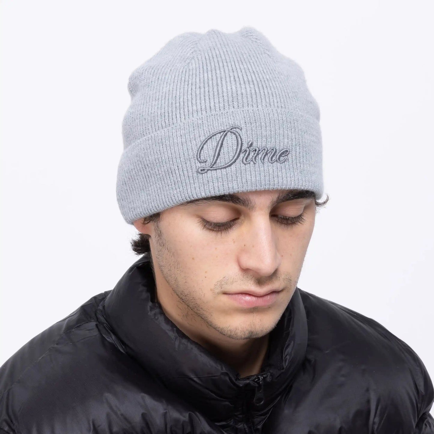 Dime Cursive Wool Fold Beanie, heather gray - Tiki Room Skateboards - 2