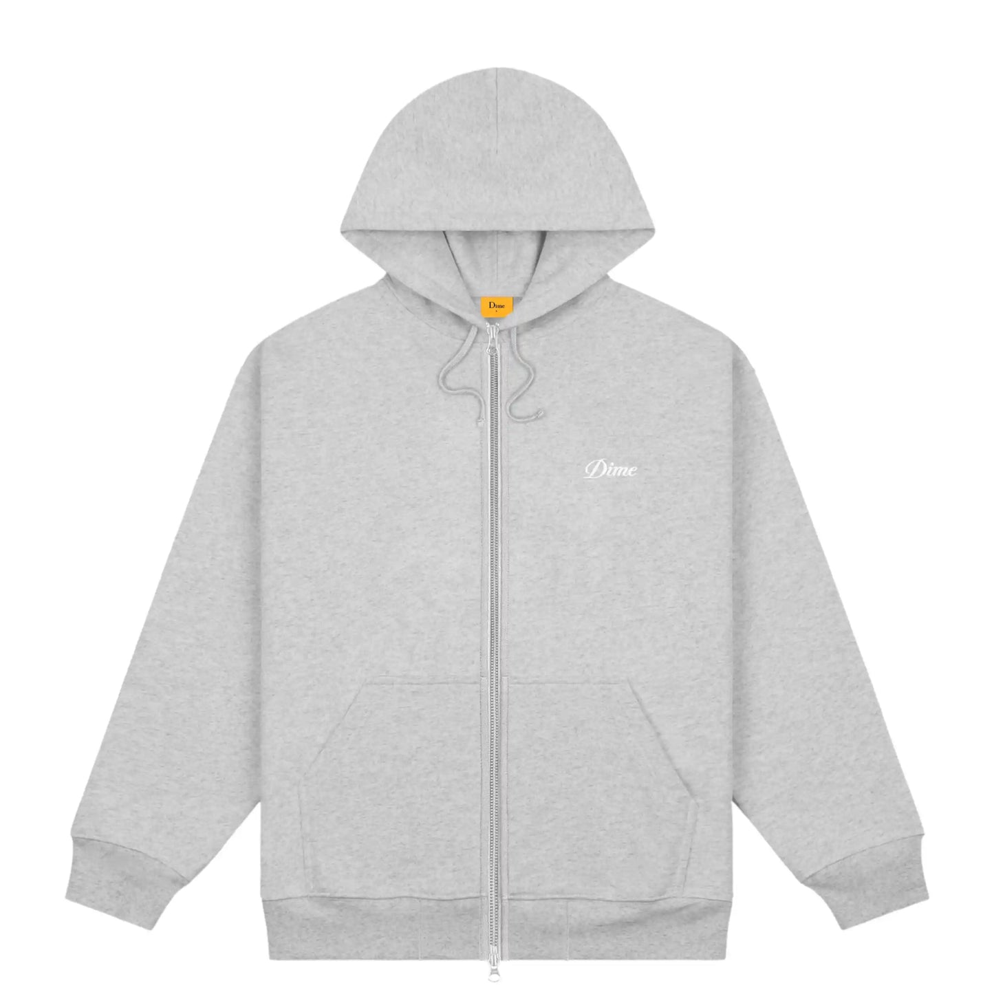 Dime Cursive Zip Hoodie, heather gray - Tiki Room Skateboards - 1