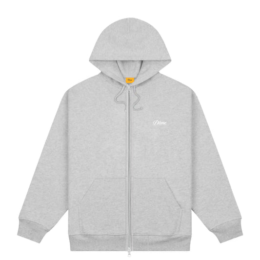 Dime Cursive Zip Hoodie, heather gray - Tiki Room Skateboards - 1