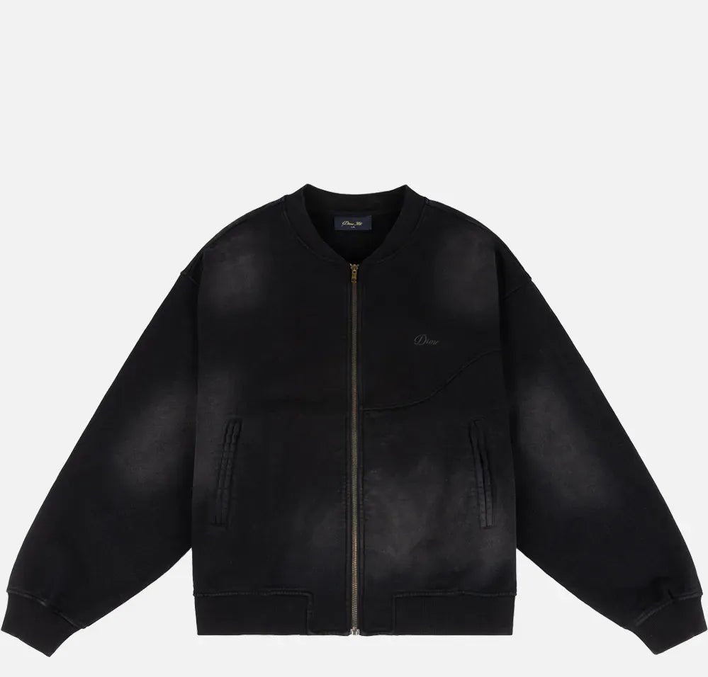 Dime Faded Fleece Bomber, black - Tiki Room Skateboards - 1
