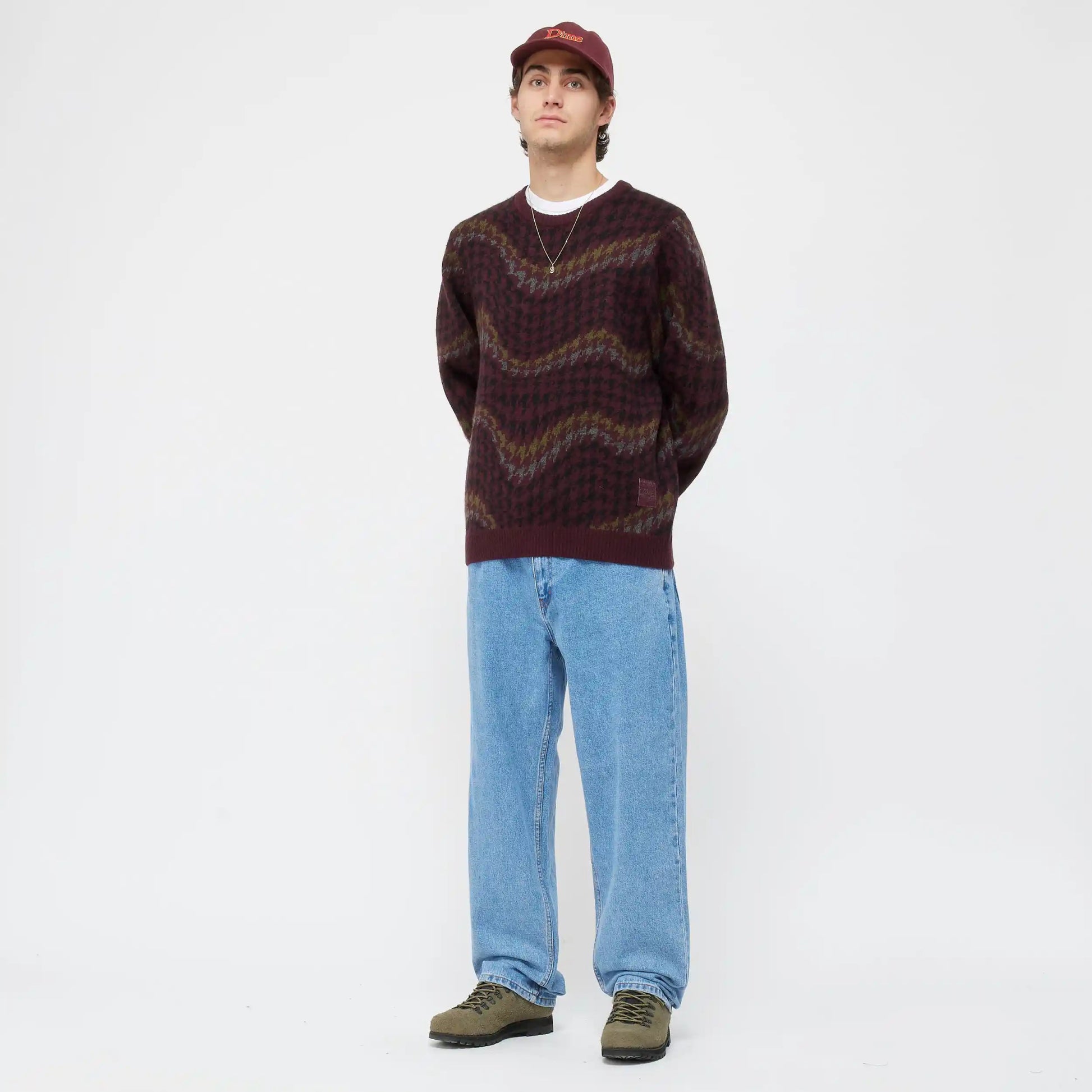 Dime Houndstooth Knit, burgundy - Tiki Room Skateboards - 2