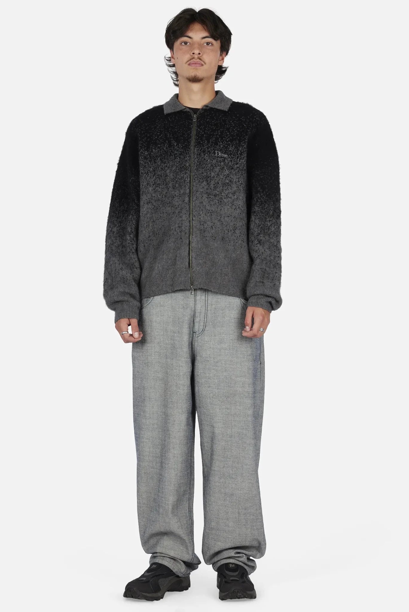 Dime Mohair Double Zip Knit, black/charcoal - Tiki Room Skateboards - 2