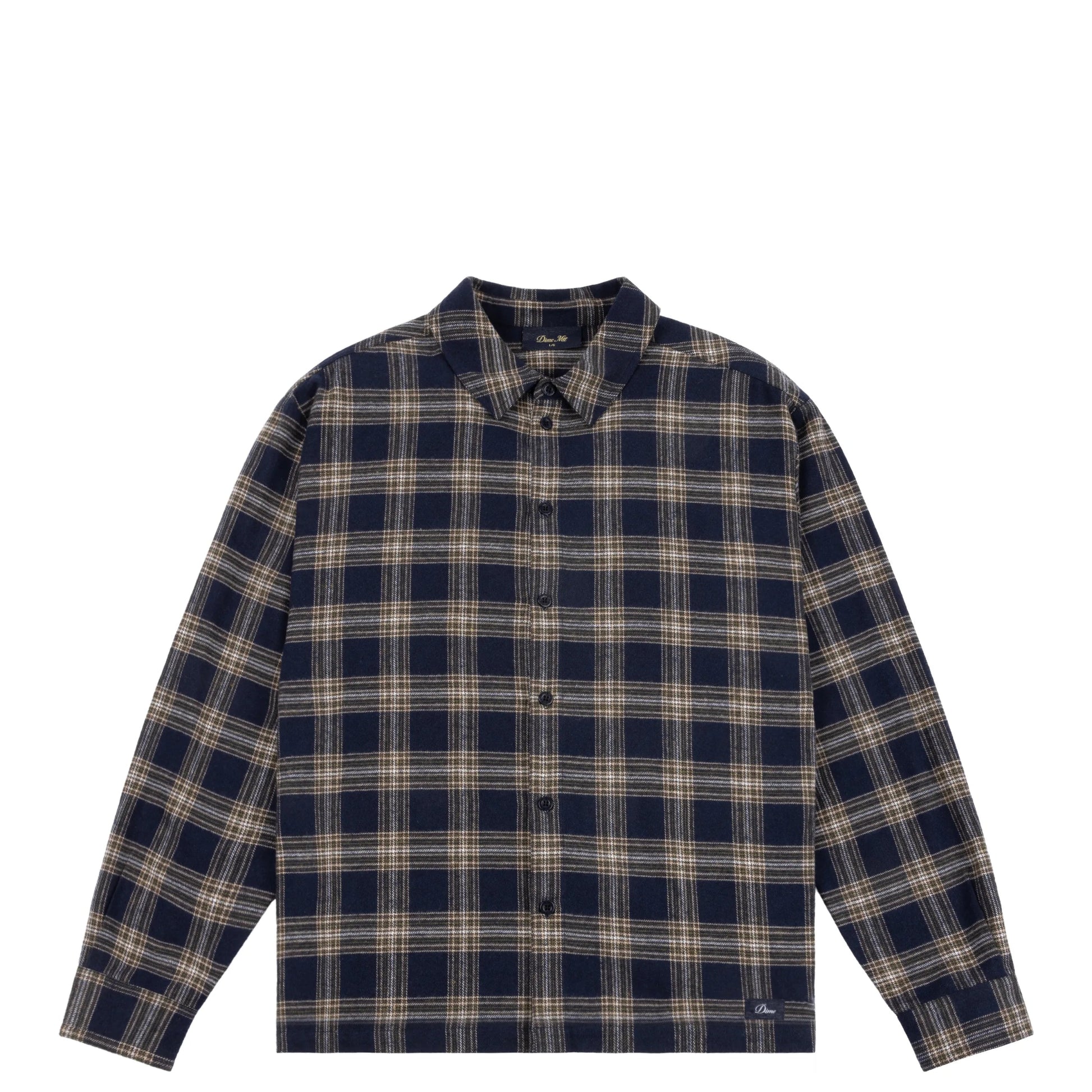 Dime Plaid Flannel Shirt, navy - Tiki Room Skateboards - 1