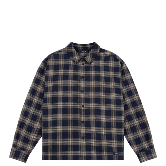 Dime Plaid Flannel Shirt, navy - Tiki Room Skateboards - 1