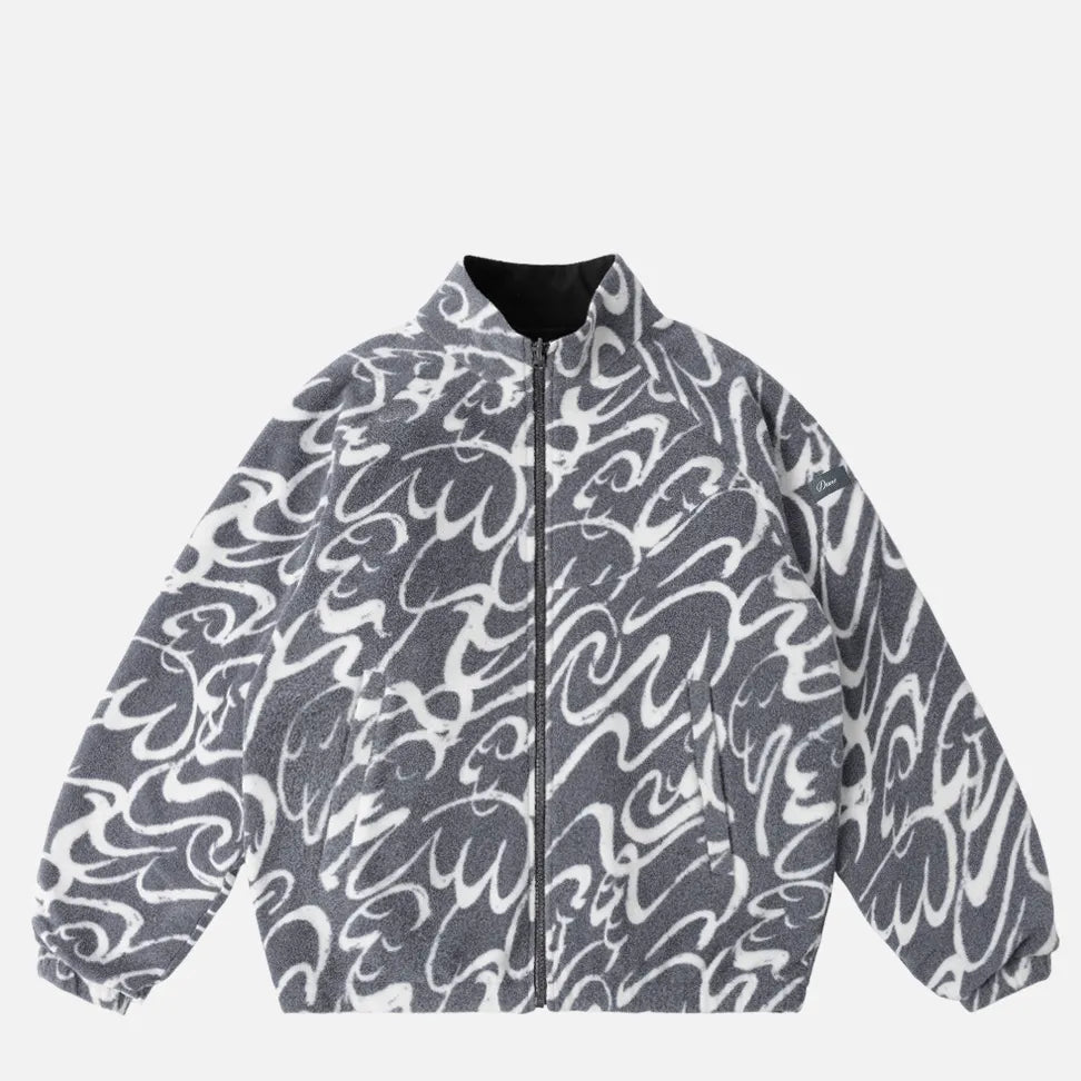 Dime Reversible Chilling Fleece, gray/black - Tiki Room Skateboards - 1