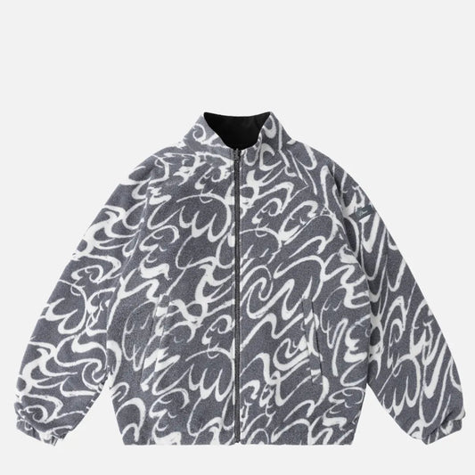 Dime Reversible Chilling Fleece, gray/black - Tiki Room Skateboards - 1