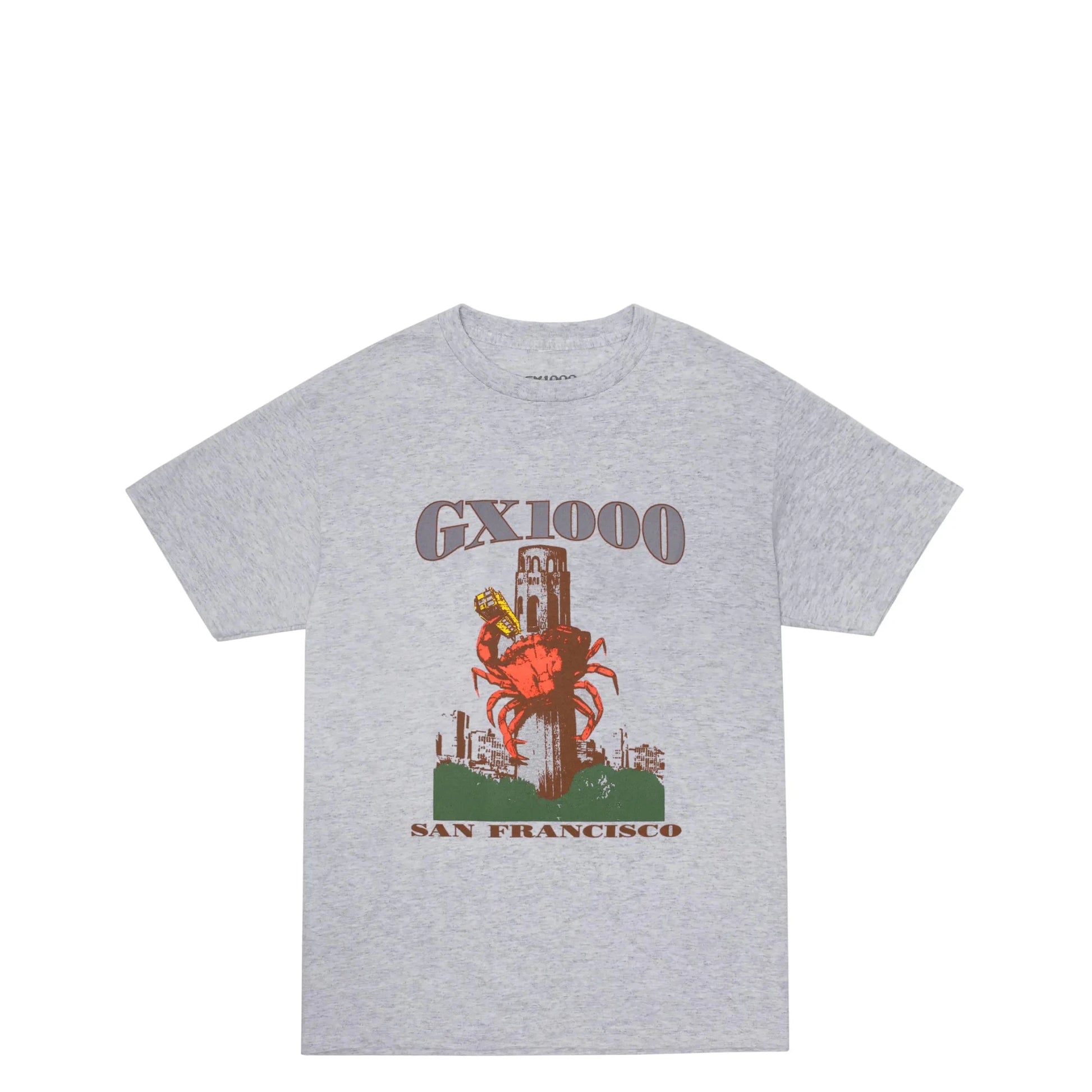 GX1000 Crab Tee, heather grey - Tiki Room Skateboards - 1