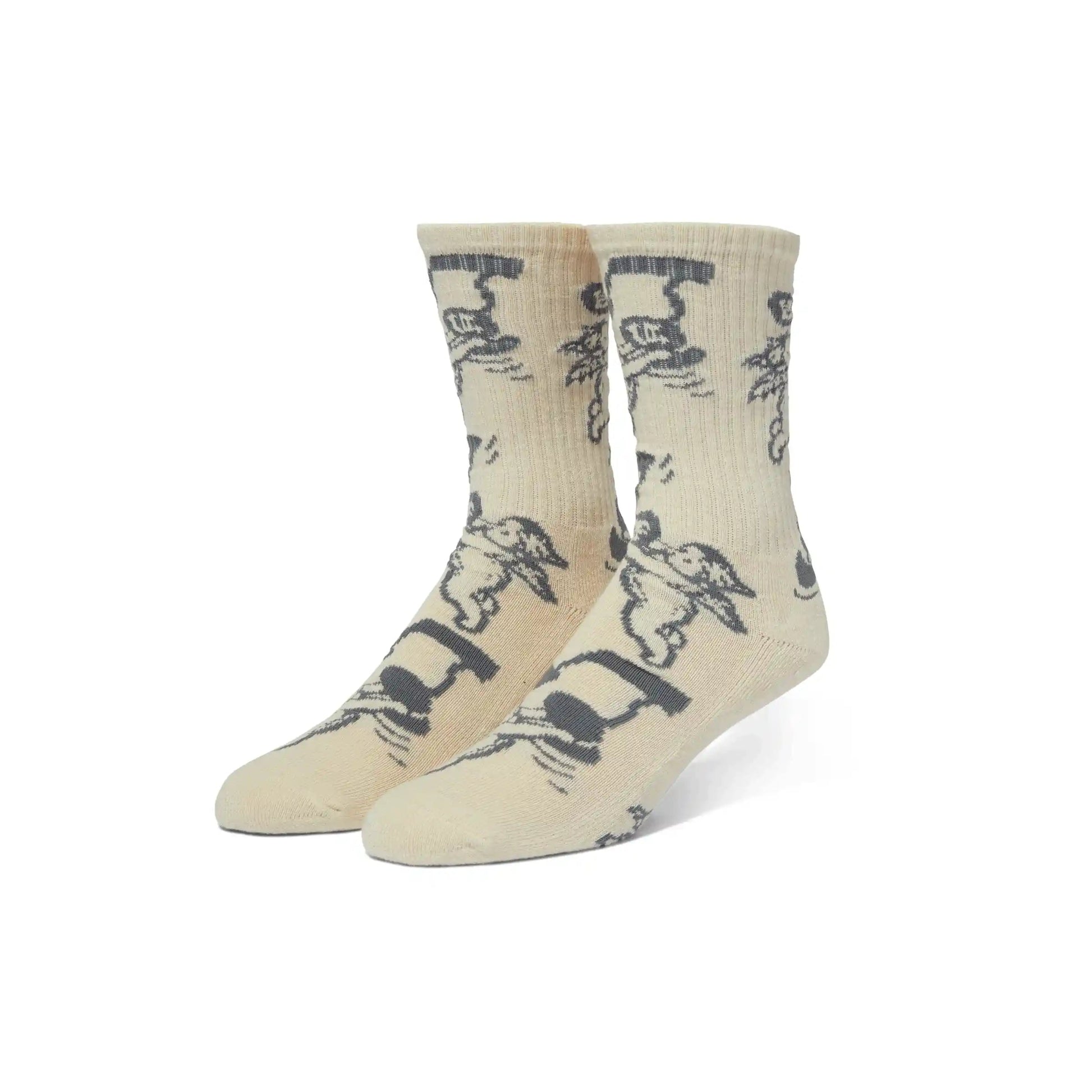 HUF Cherub Crew Sock, linen - Tiki Room Skateboards - 1