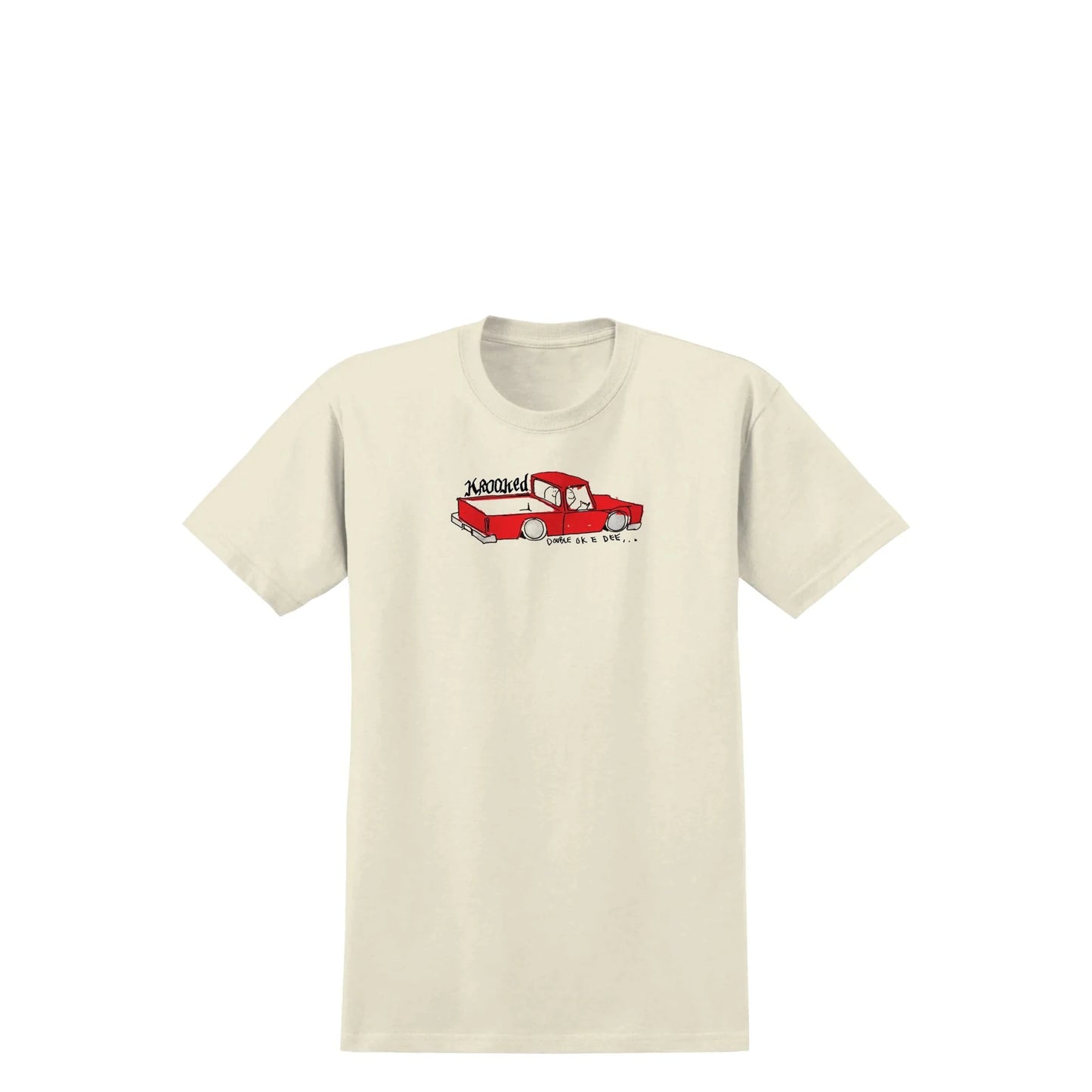 Krooked Double Ok Tee, cream w/ multi color print - Tiki Room Skateboards - 1