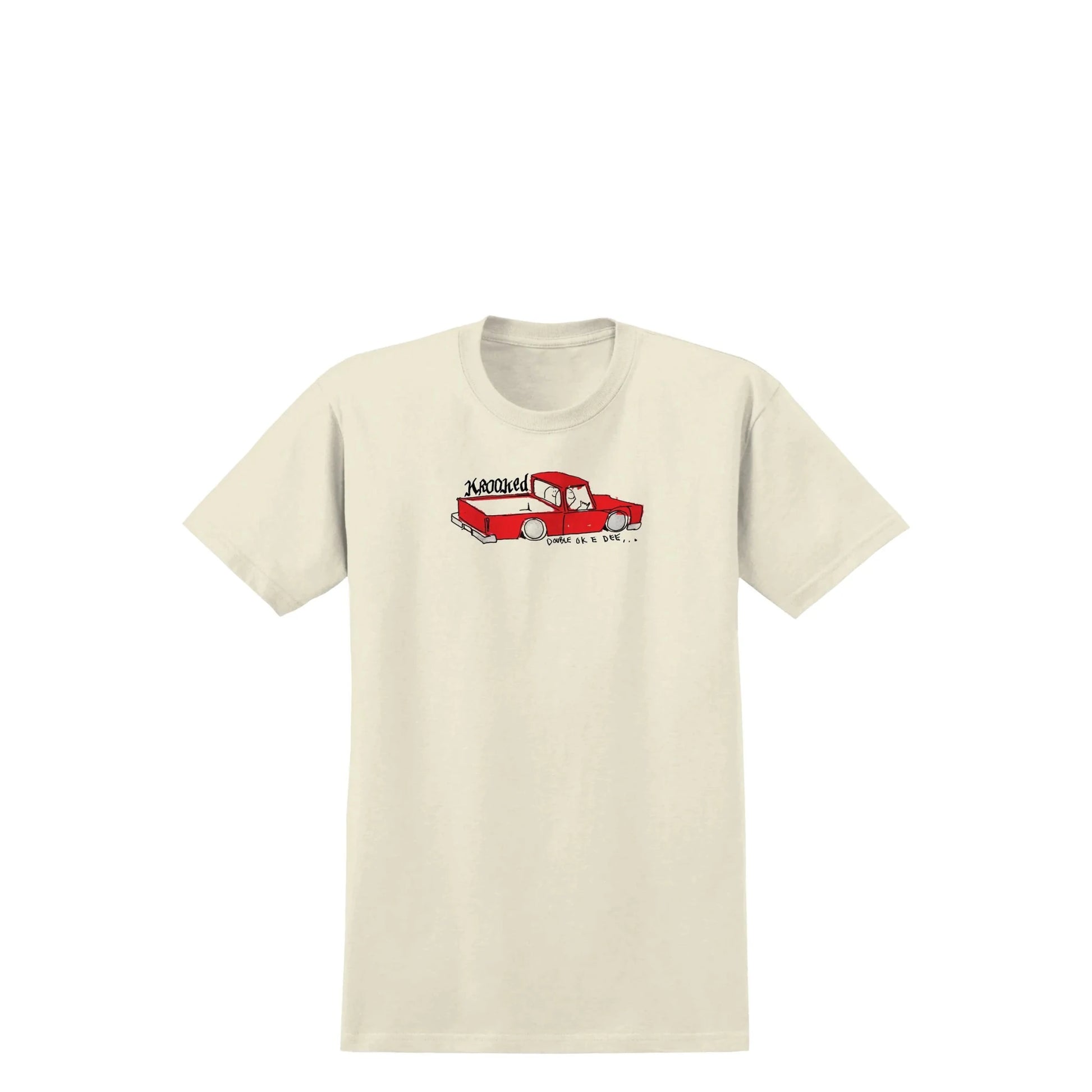 Krooked Double Ok Tee, cream w/ multi color print - Tiki Room Skateboards - 1