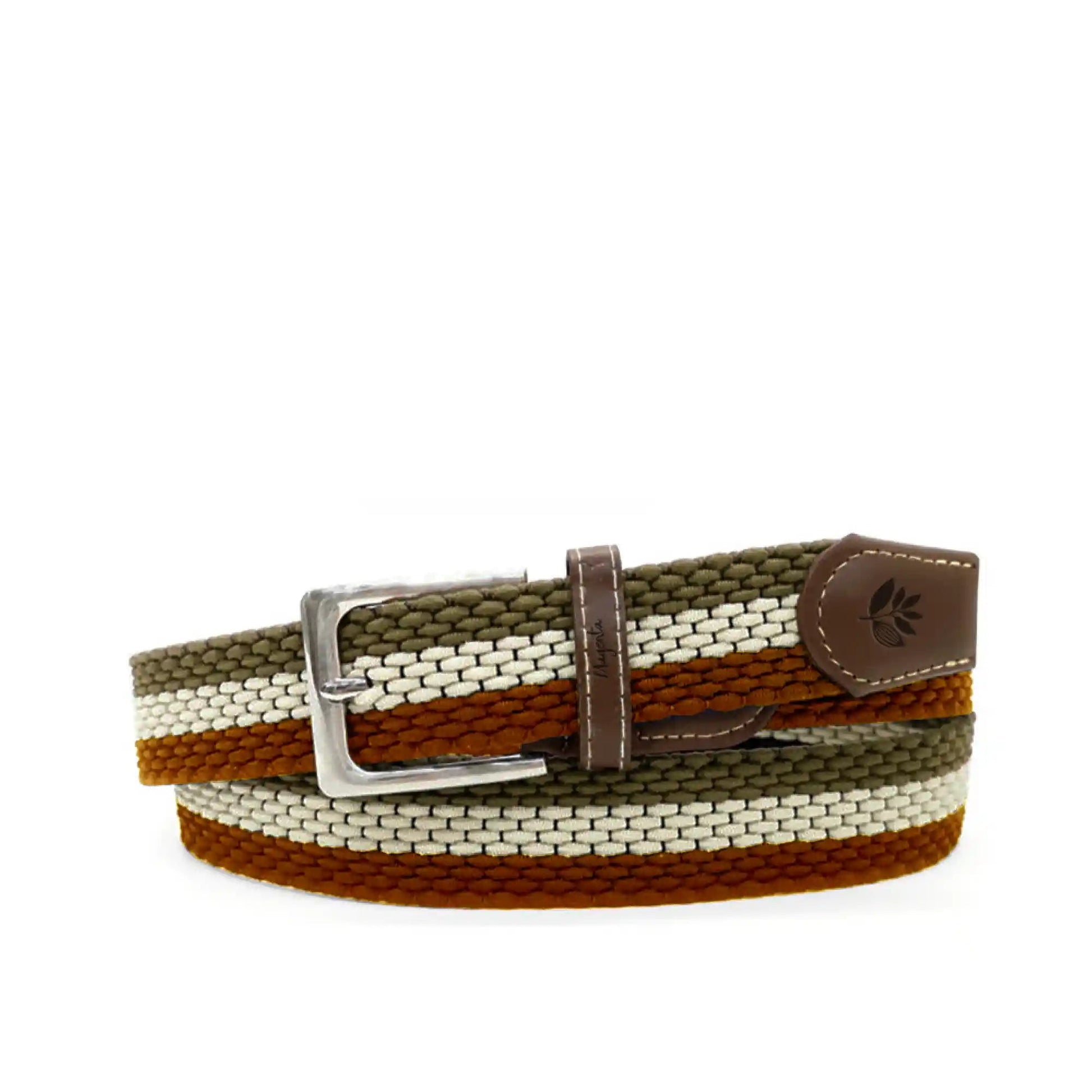 Magenta Tri Braided Belt, khaki