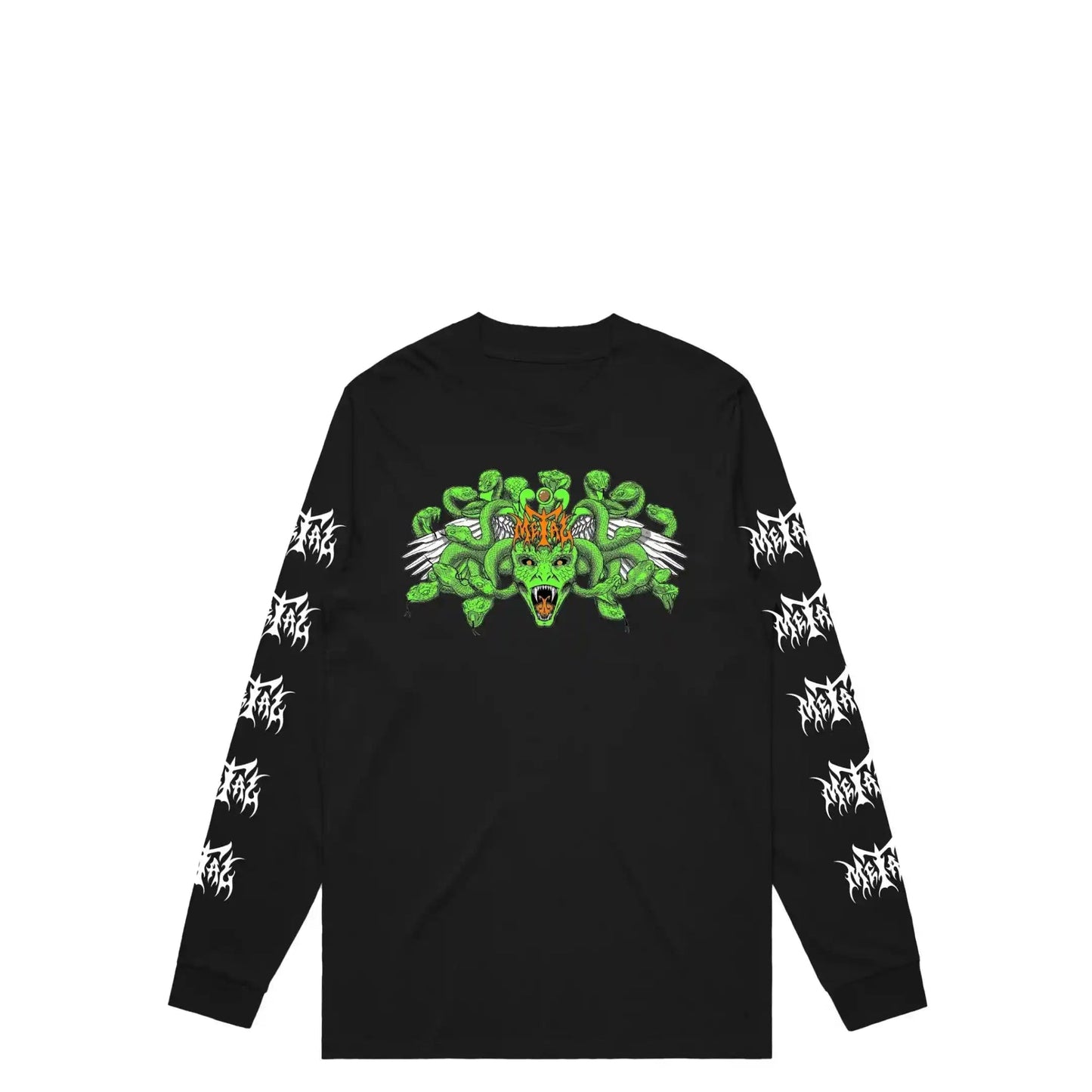 Metal Medusa Long Sleeved Tee, black - Tiki Room Skateboards - 1