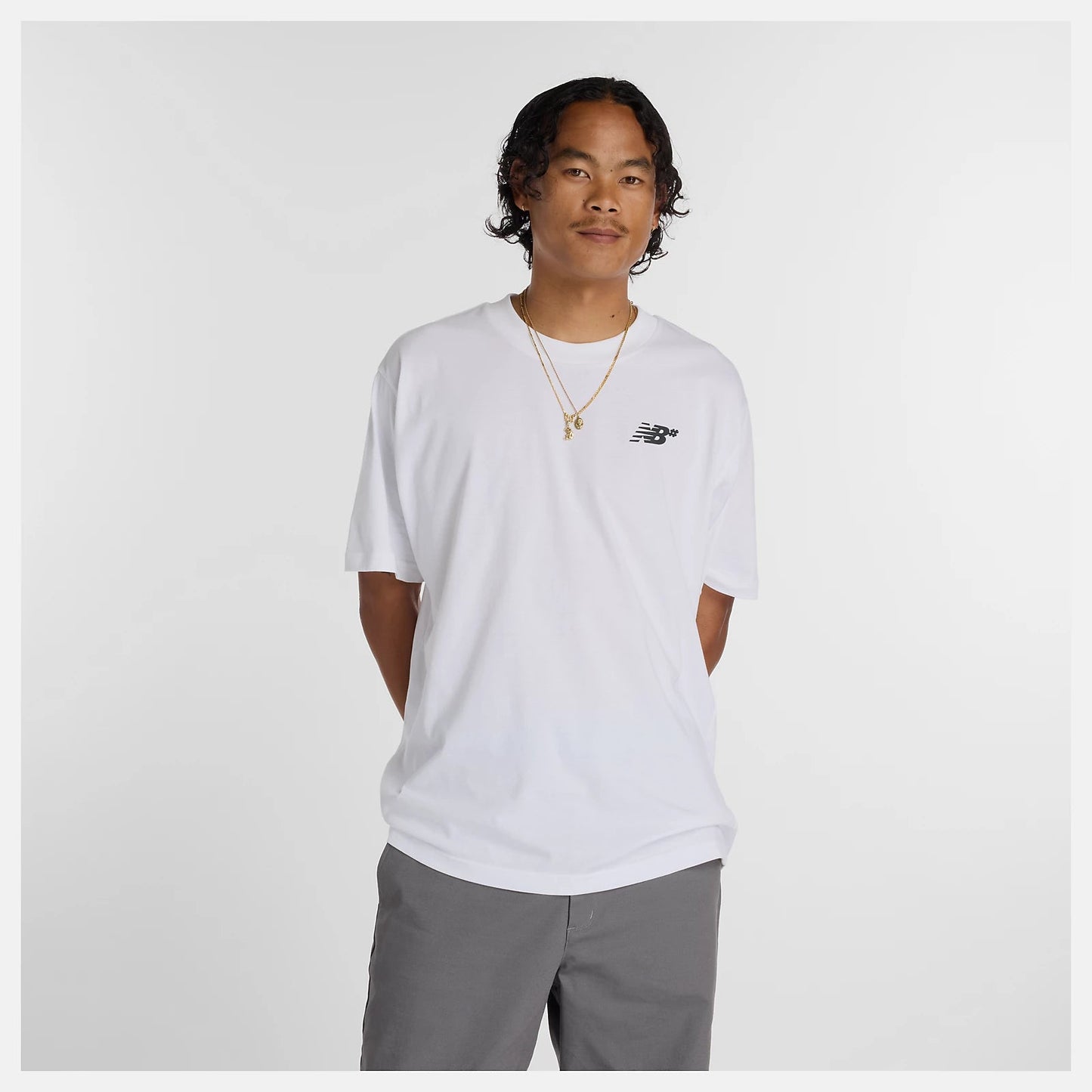 New Balance Numeric NB Small Logo Tee, white - Tiki Room Skateboards - 1