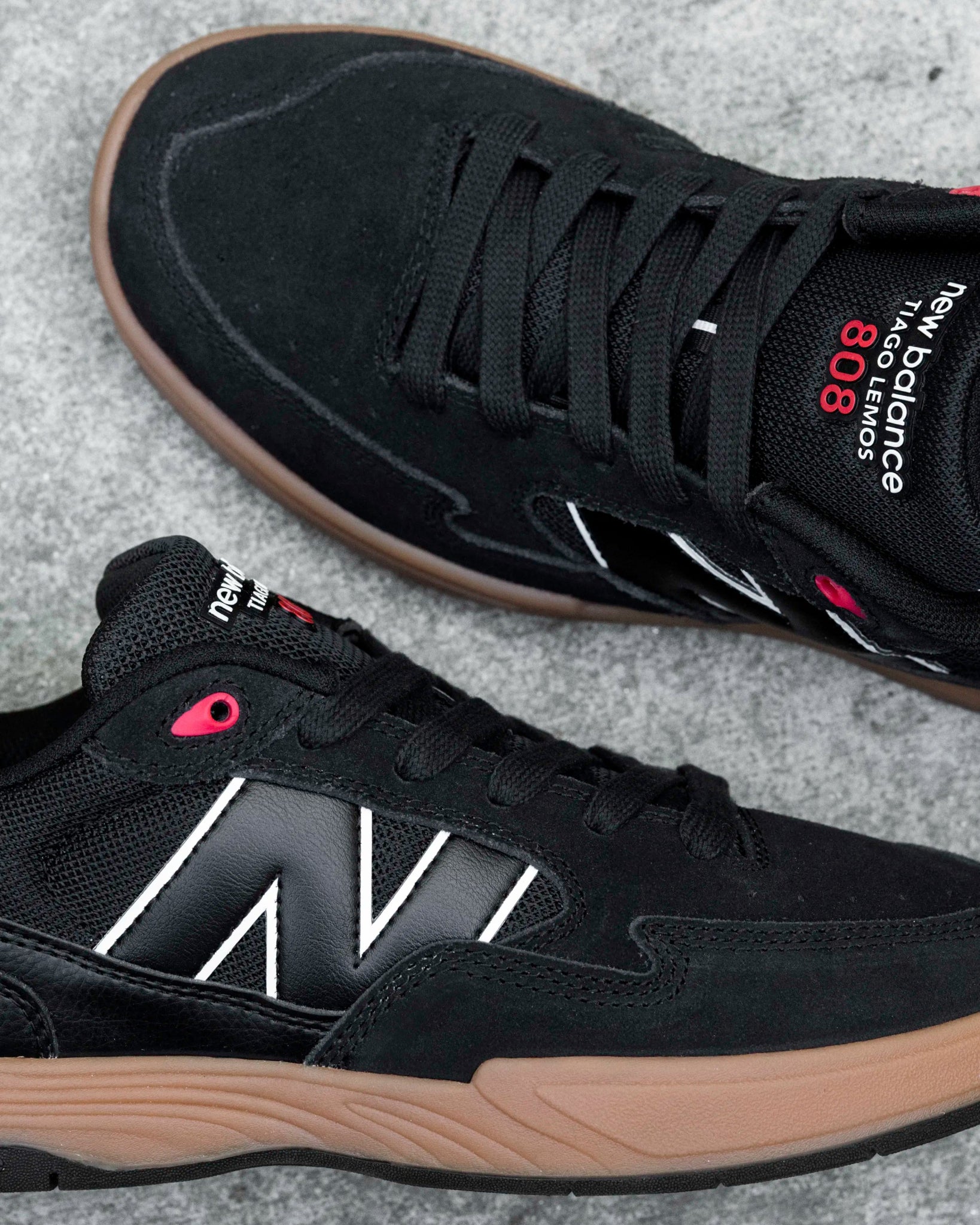 New Balance Numeric Tiago Lemos 808 Lite, black with white - Tiki Room Skateboards - 6