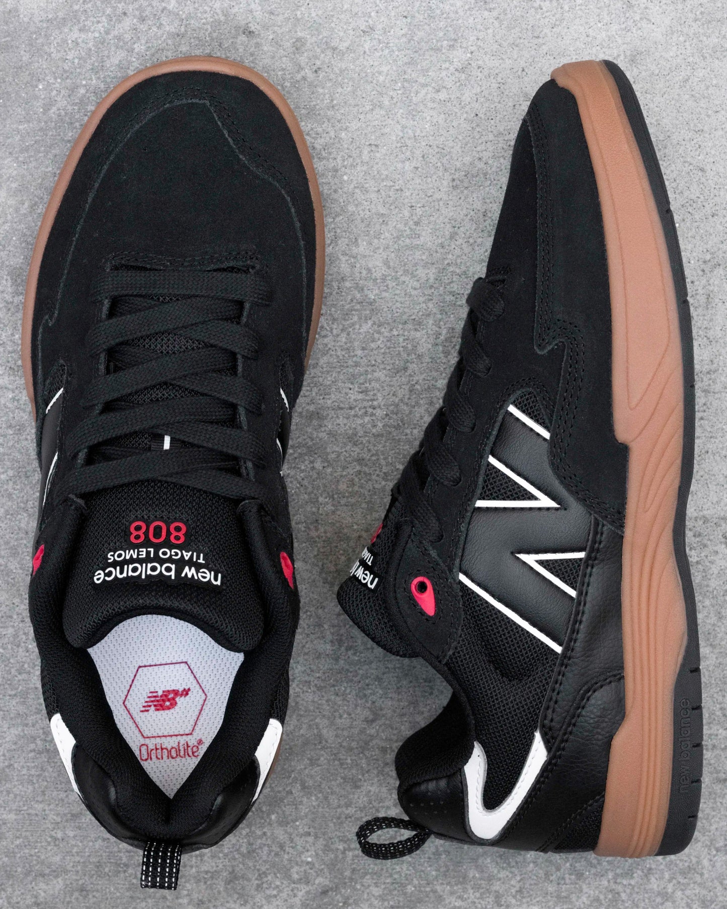 New Balance Numeric Tiago Lemos 808 Lite, black with white - Tiki Room Skateboards - 7