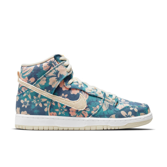 Nike SB Dunk High Pro QS Hawaii, aquamarine/light cream - total orange - Tiki Room Skateboards - 1