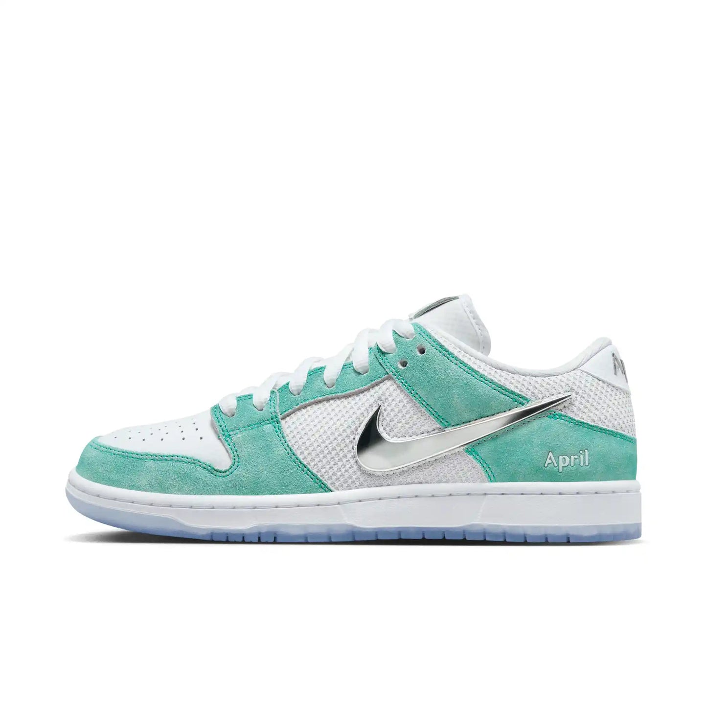 Nike SB Dunk Low Pro April, racer blue/metallic silver - white - Tiki Room Skateboards - 9