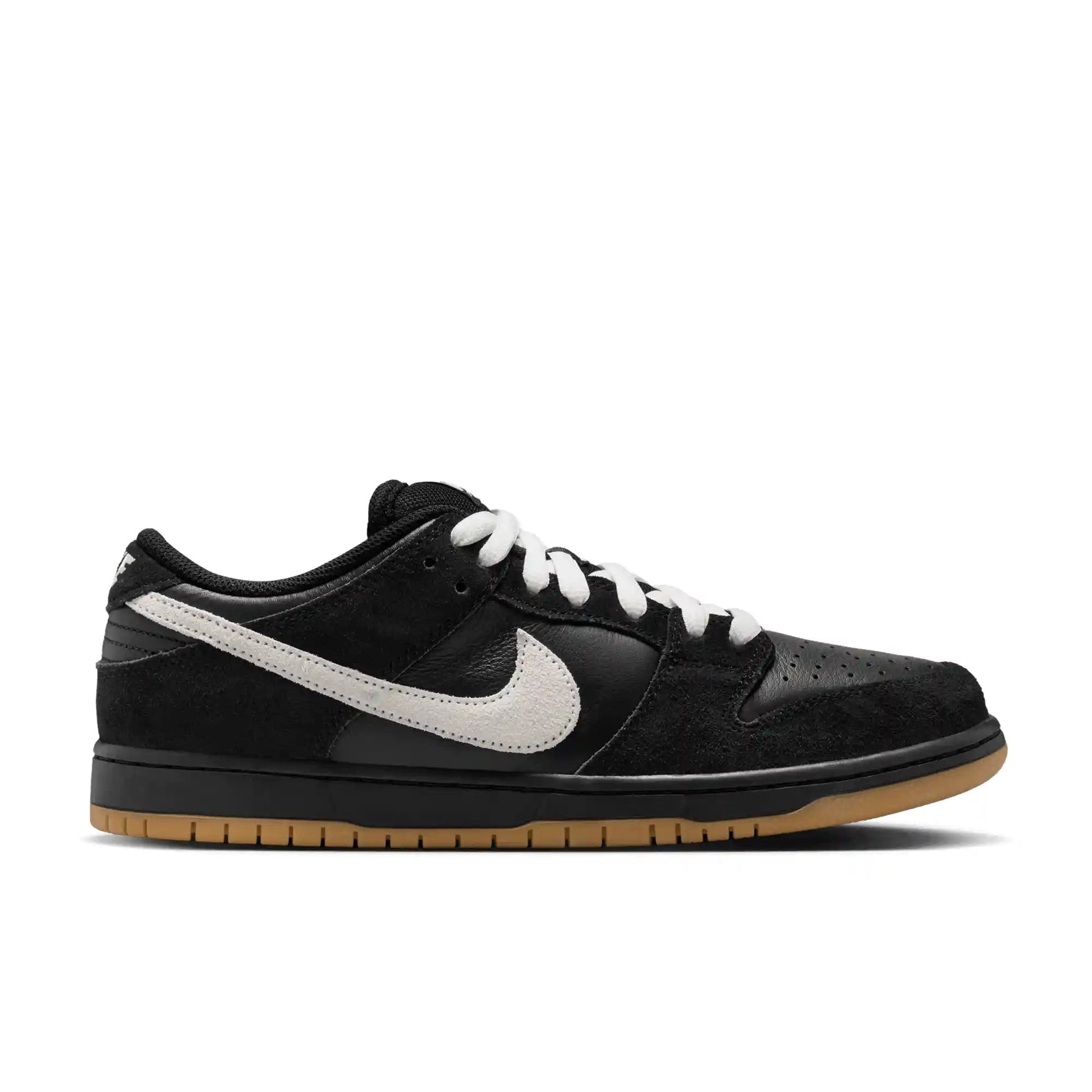 Nike SB Dunk Low Pro, black/white - black - gum light brown - Tiki Room Skateboards - 1