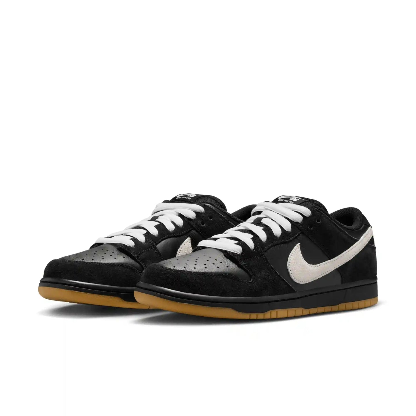 Nike SB Dunk Low Pro, black/white - black - gum light brown - Tiki Room Skateboards - 2